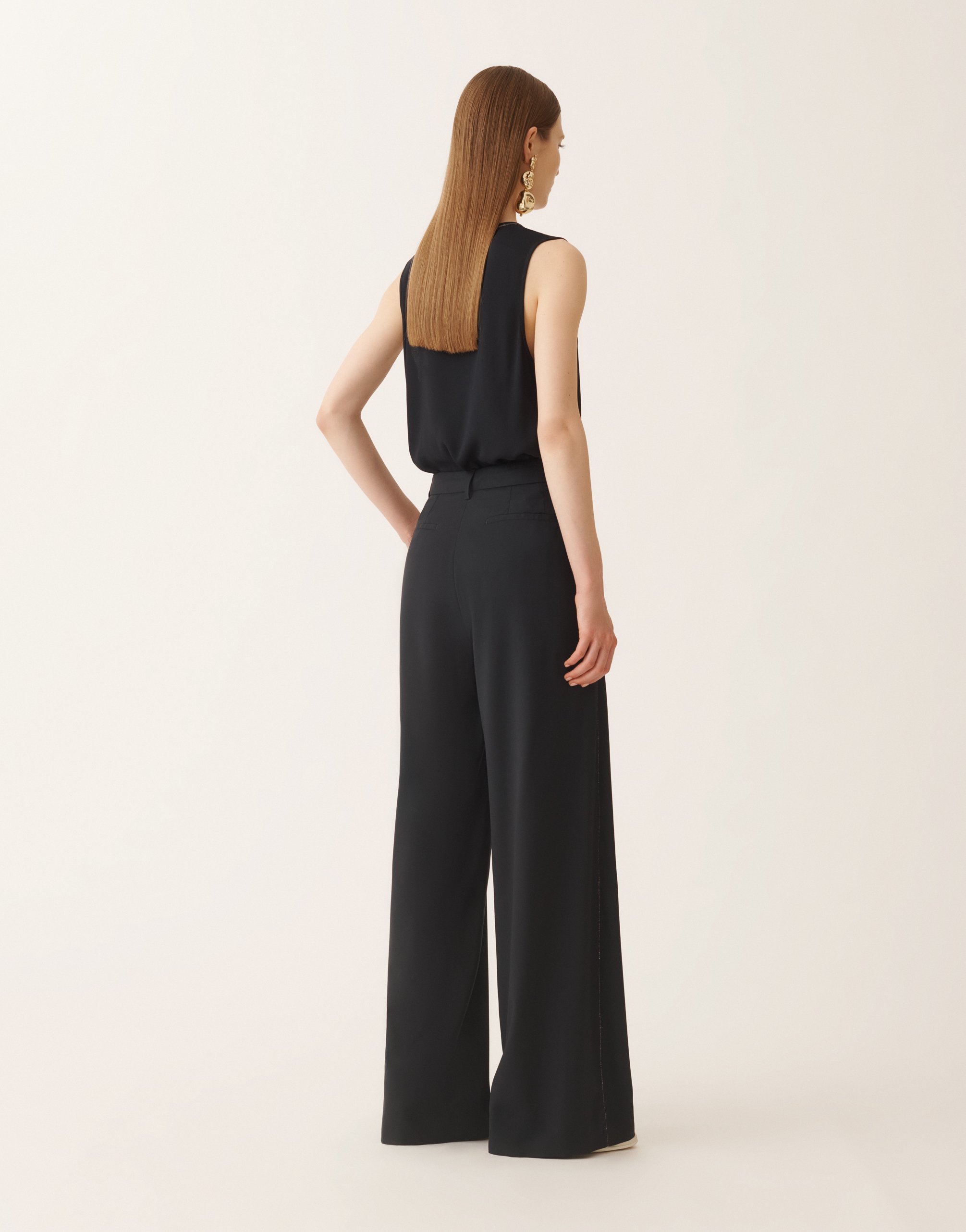 Fabiana Filippi Spoleto Trousers In Bi-stretch Fresco Wool In Black