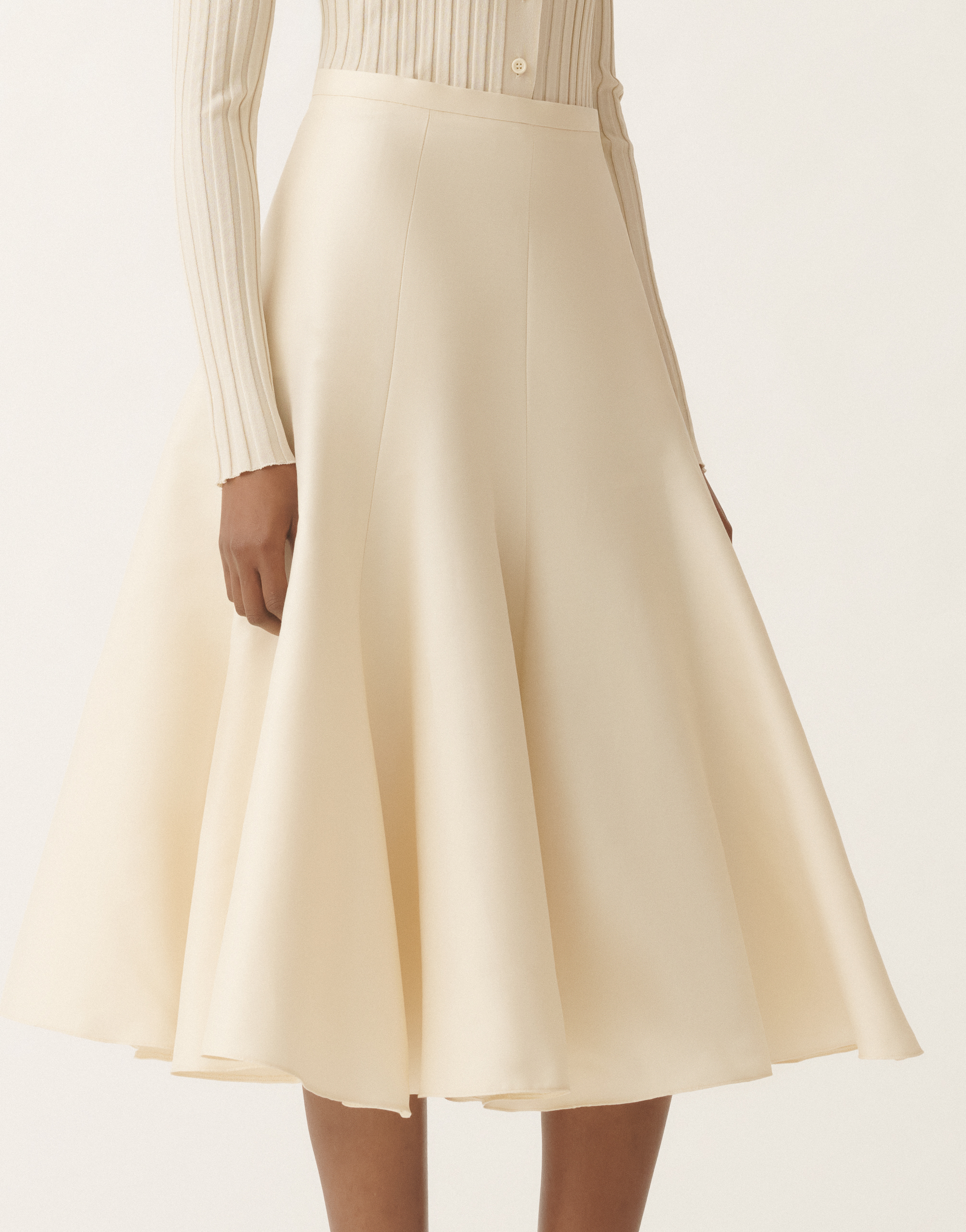 Fabiana Filippi Cotton And Silk Mikado Skirt In Vanilla