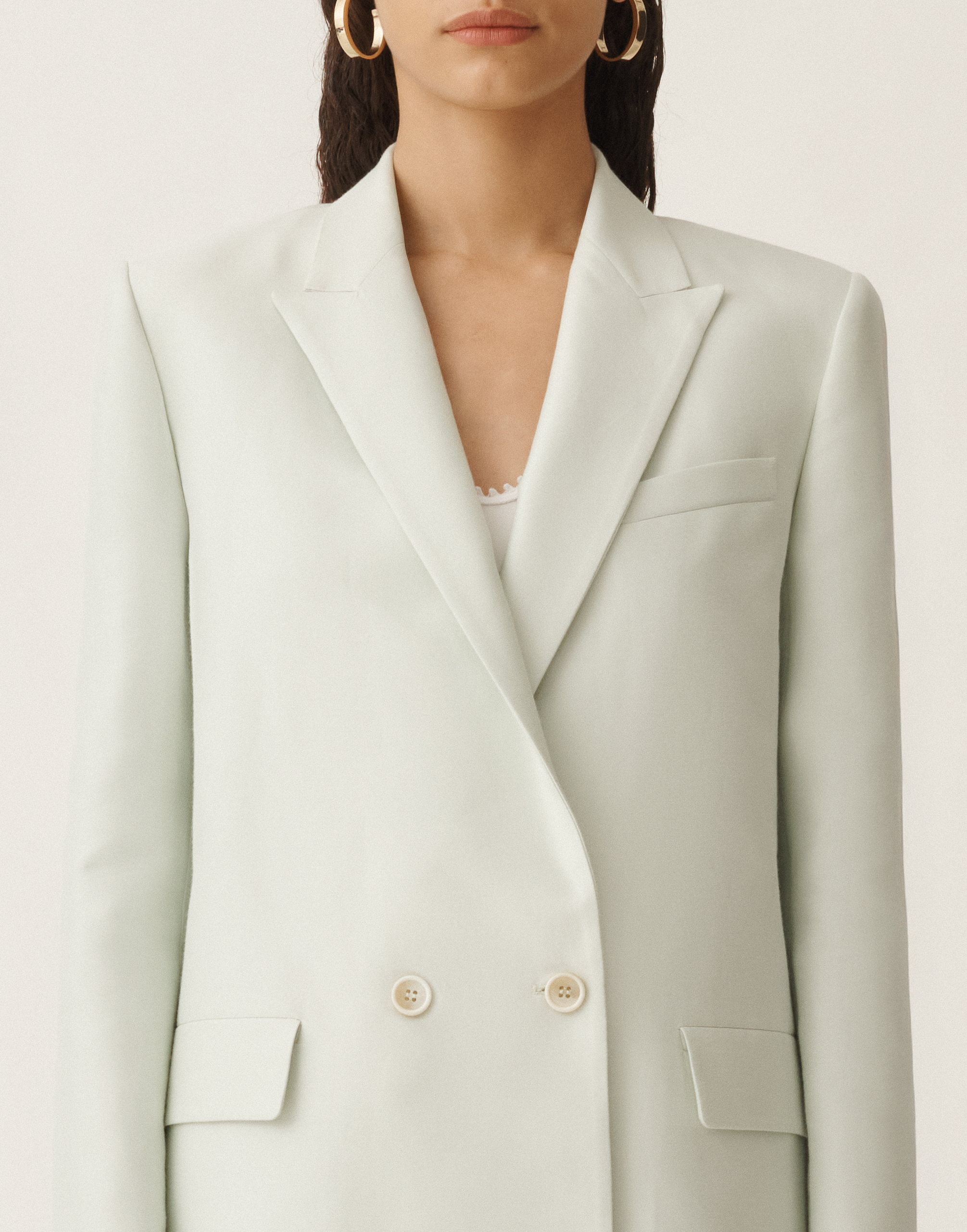 Fabiana Filippi Cotton And Silk Double-breasted Mikado Jacket In Aquagreen