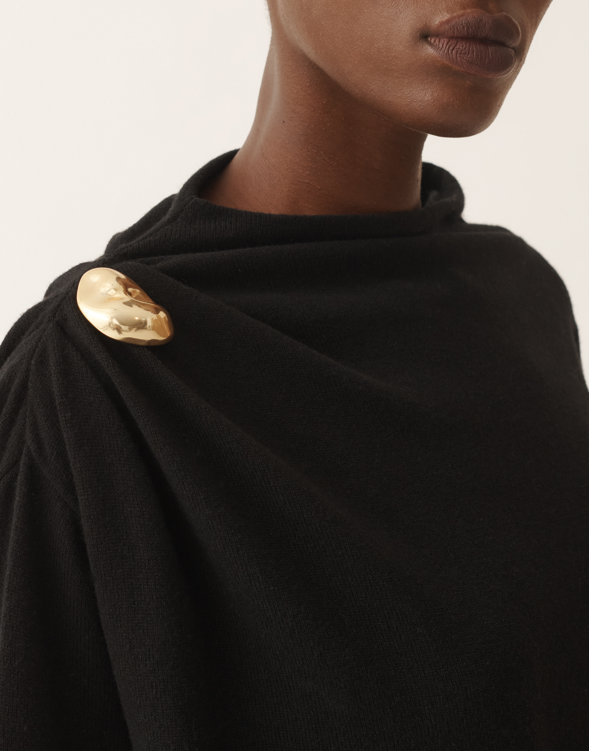 Fabiana Filippi Fitted Midi Dress With Draped Bodice And Gold Detail In Black