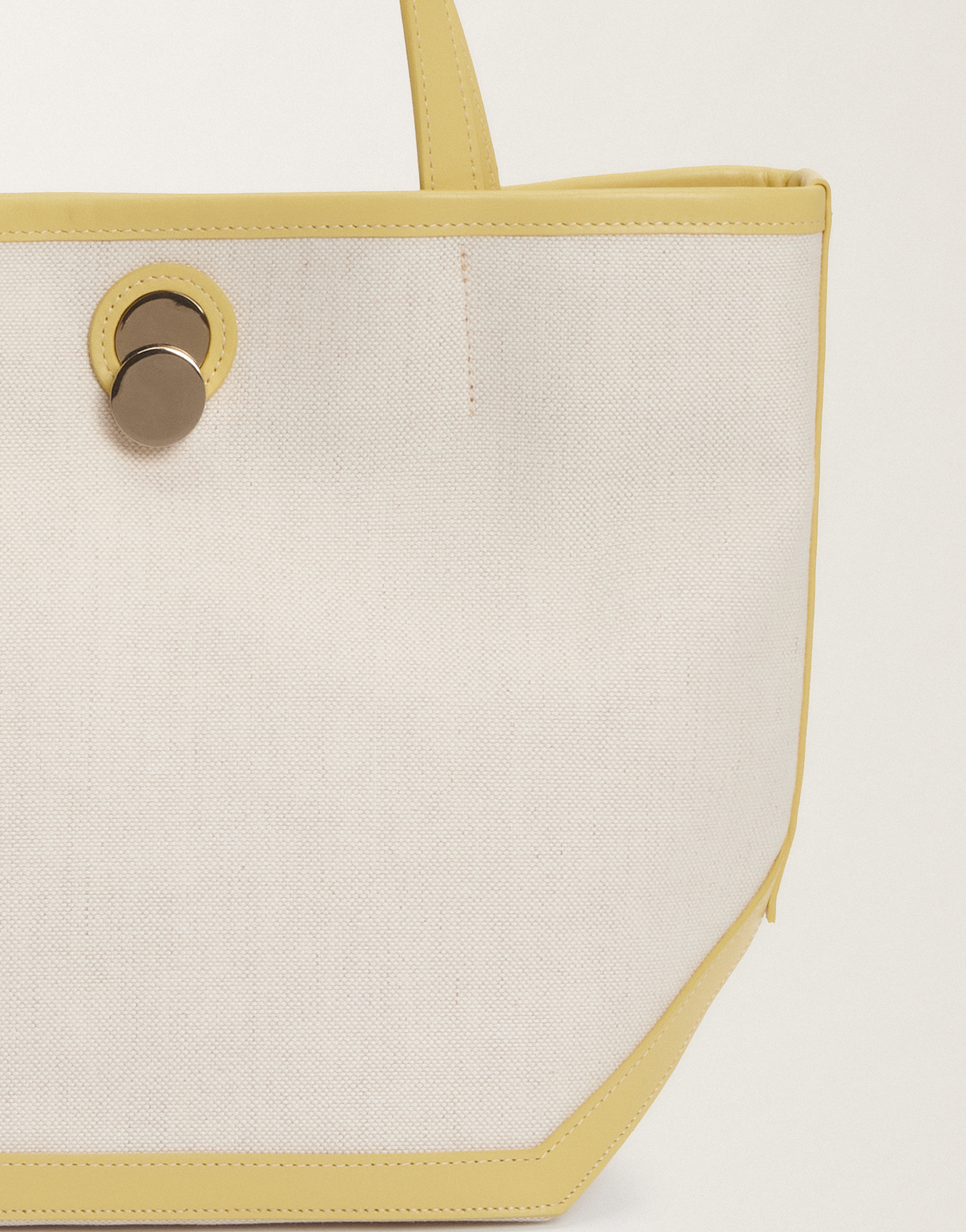 Shop Fabiana Filippi Eclissi Canvas And Leather Medium Tote Bag In Yellow
