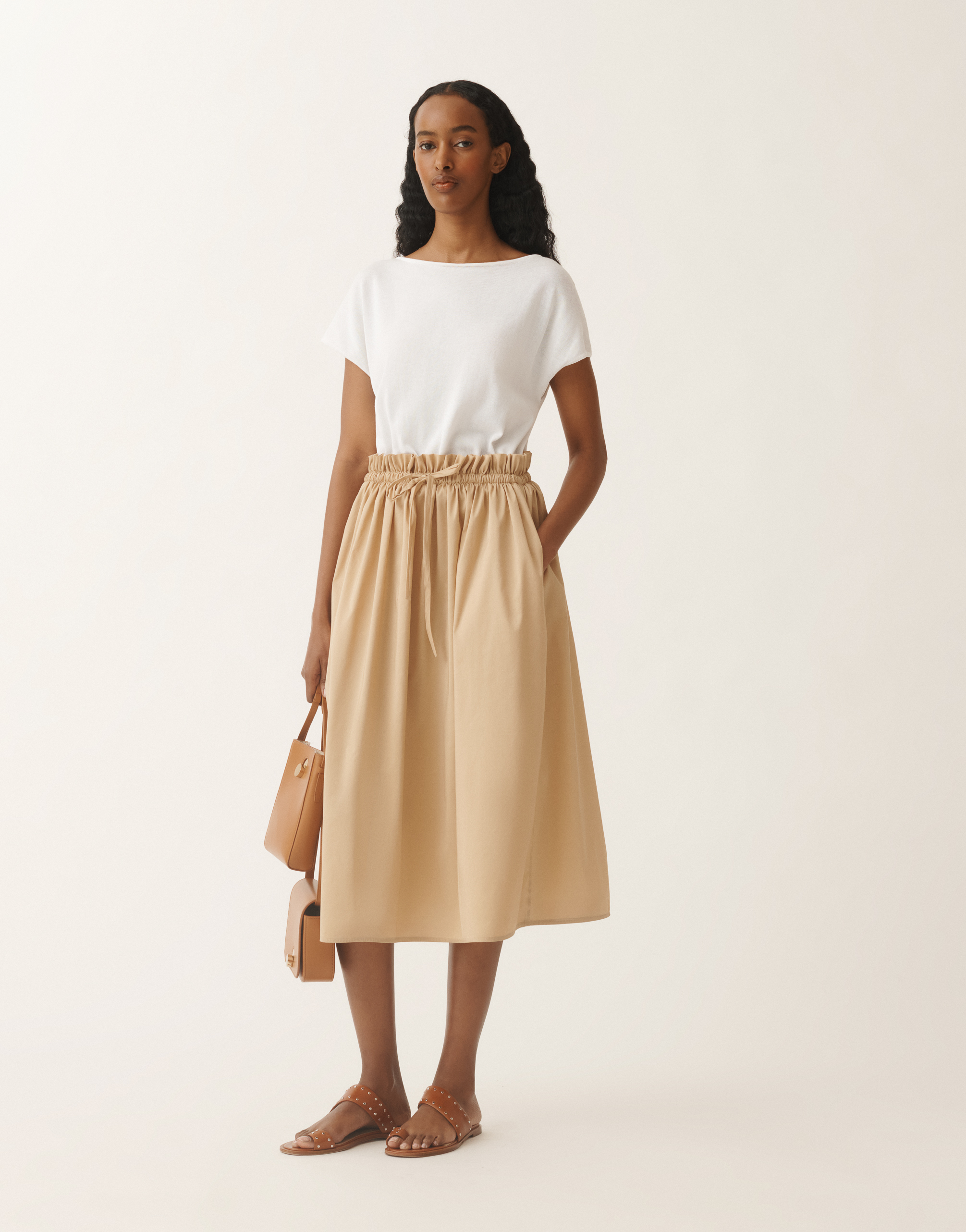 Fabiana Filippi Cotton And Technical Poplin Dress In White