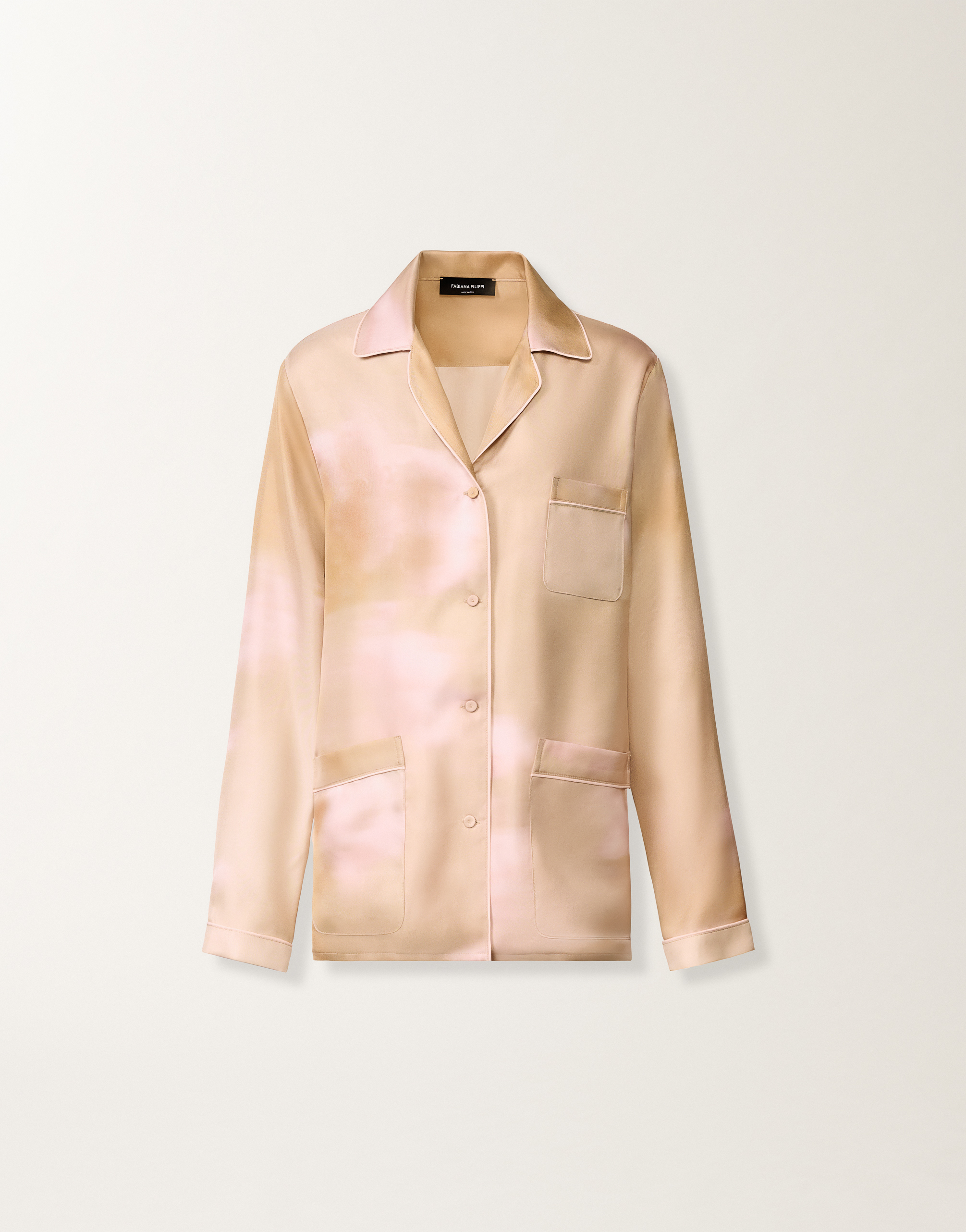 Fabiana Filippi Women Beige Relaxed Abstract Shirt, S Luxury Shirts For Women Darveys In Multi