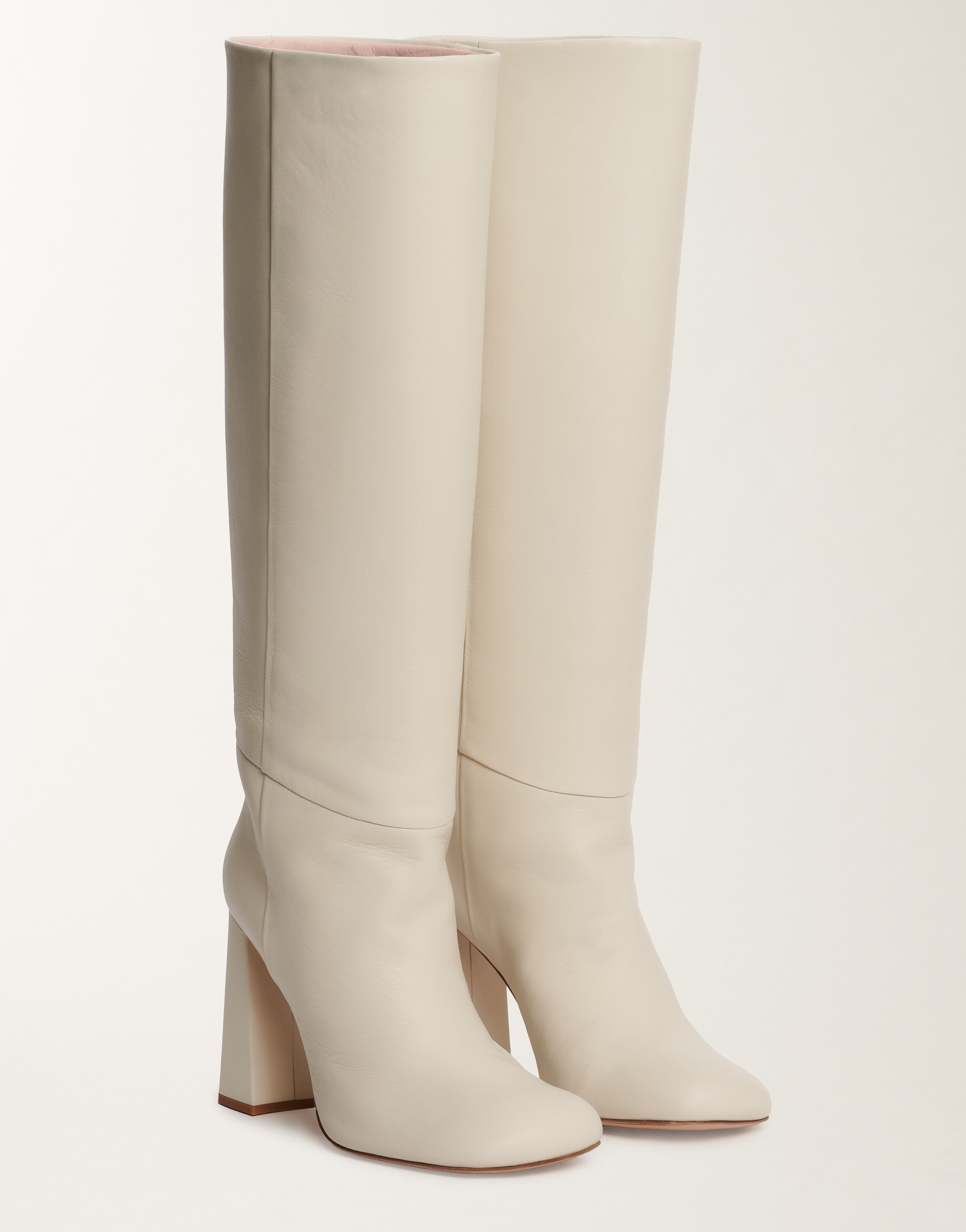 Fabiana Filippi Nappa Leather Heeled High Boots In White