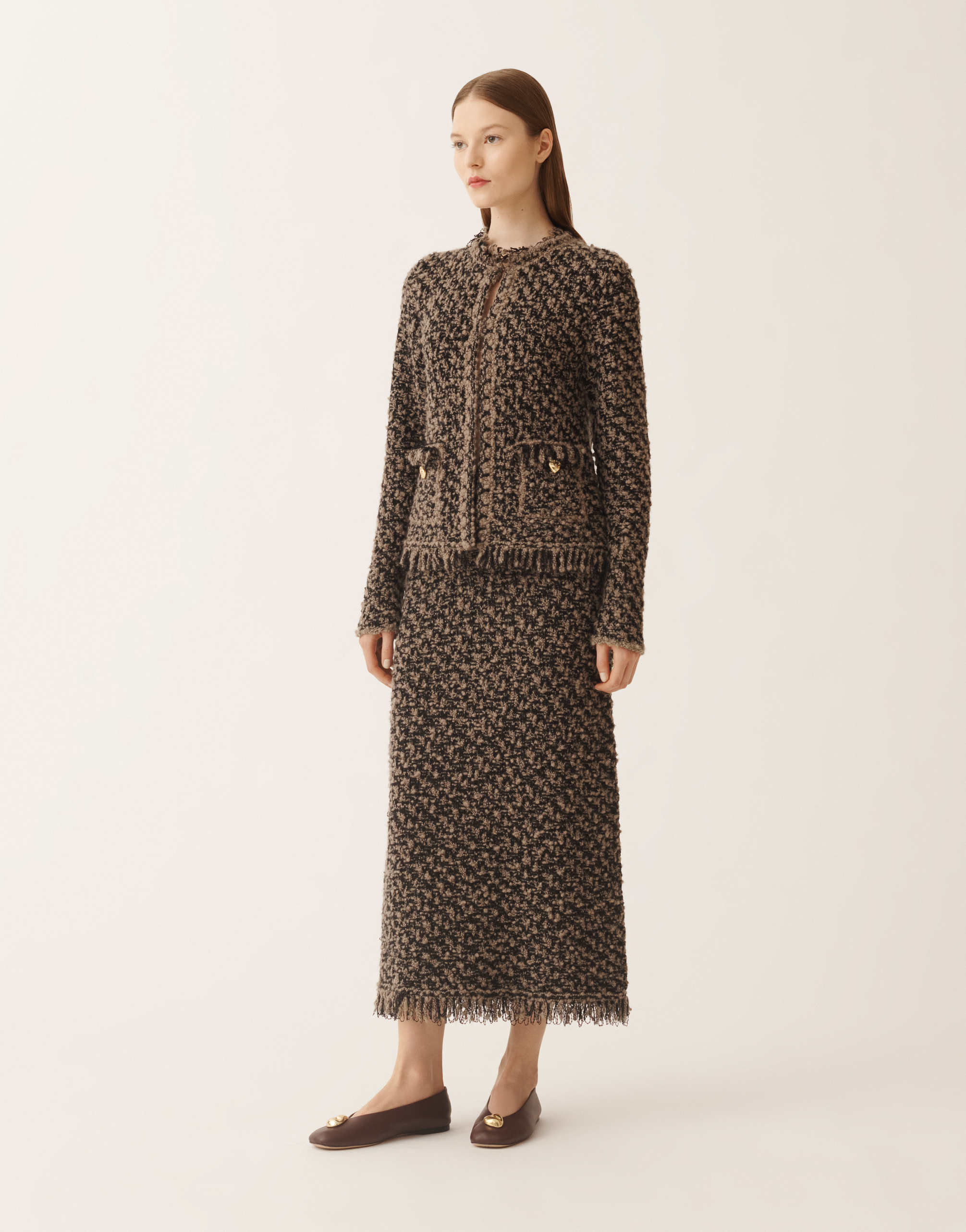 Fabiana Filippi Jacket In Tweed And Sequins In Brown