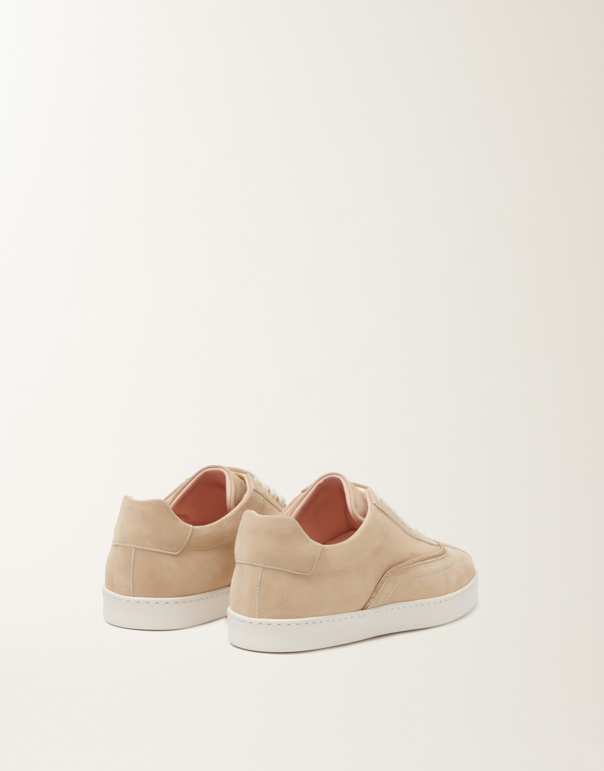Fabiana Filippi Women Beige Suede Sneakers, 8.5 Luxury Sneakers For Women Darveys In Pink