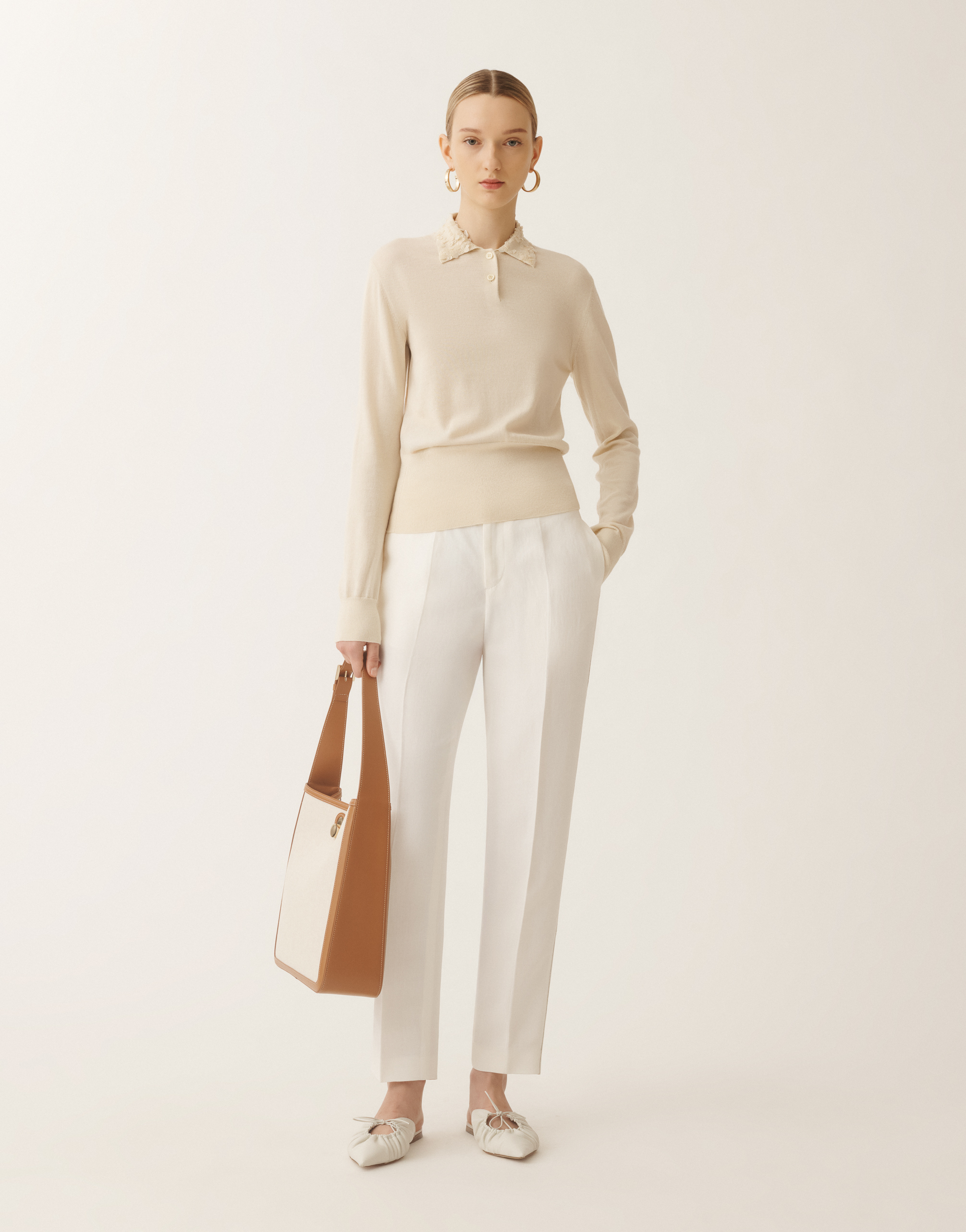 Fabiana Filippi Montefalco Linen And Viscose Trousers In White