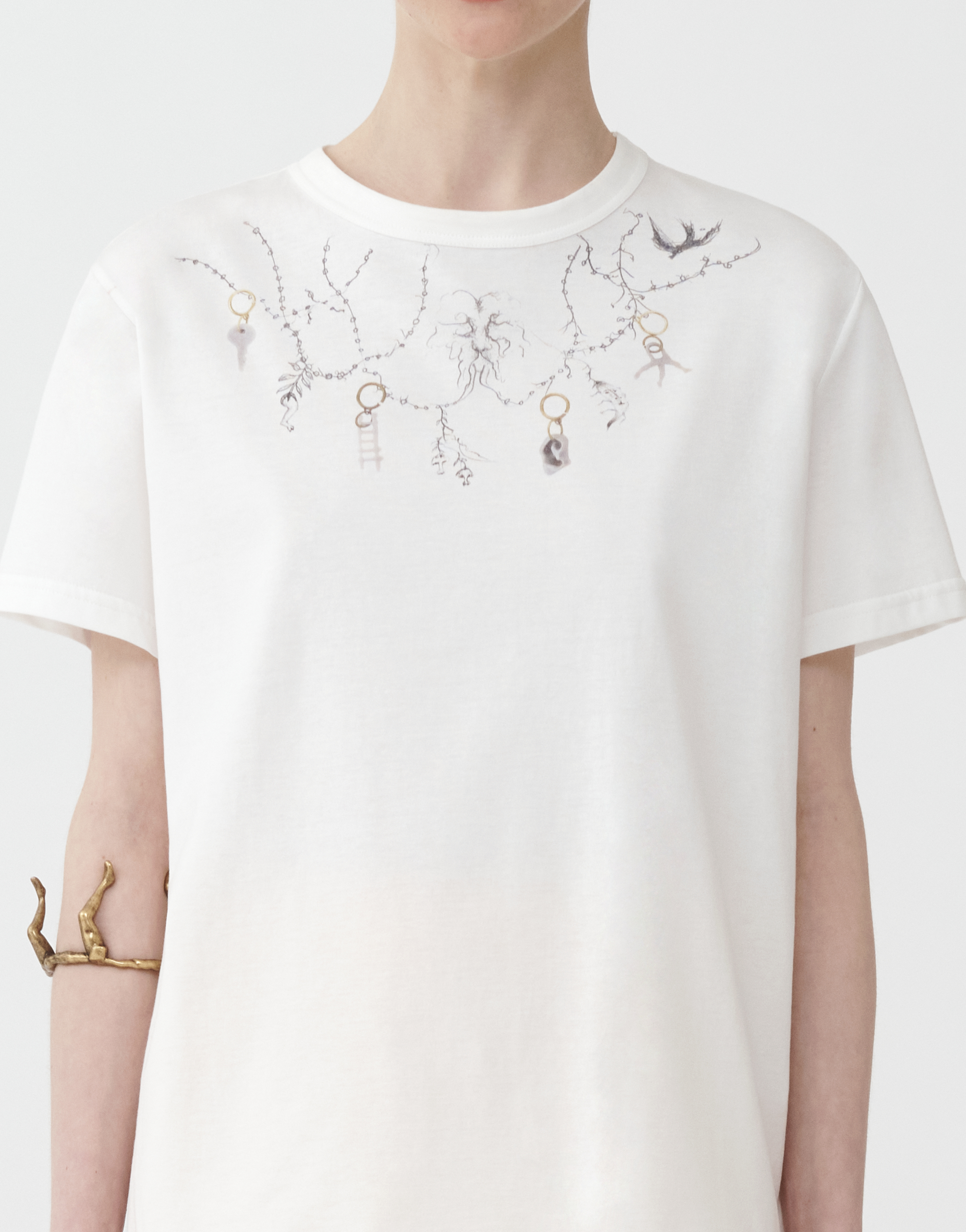 Shop Fabiana Filippi Cotton Jersey Printed T-shirt In White