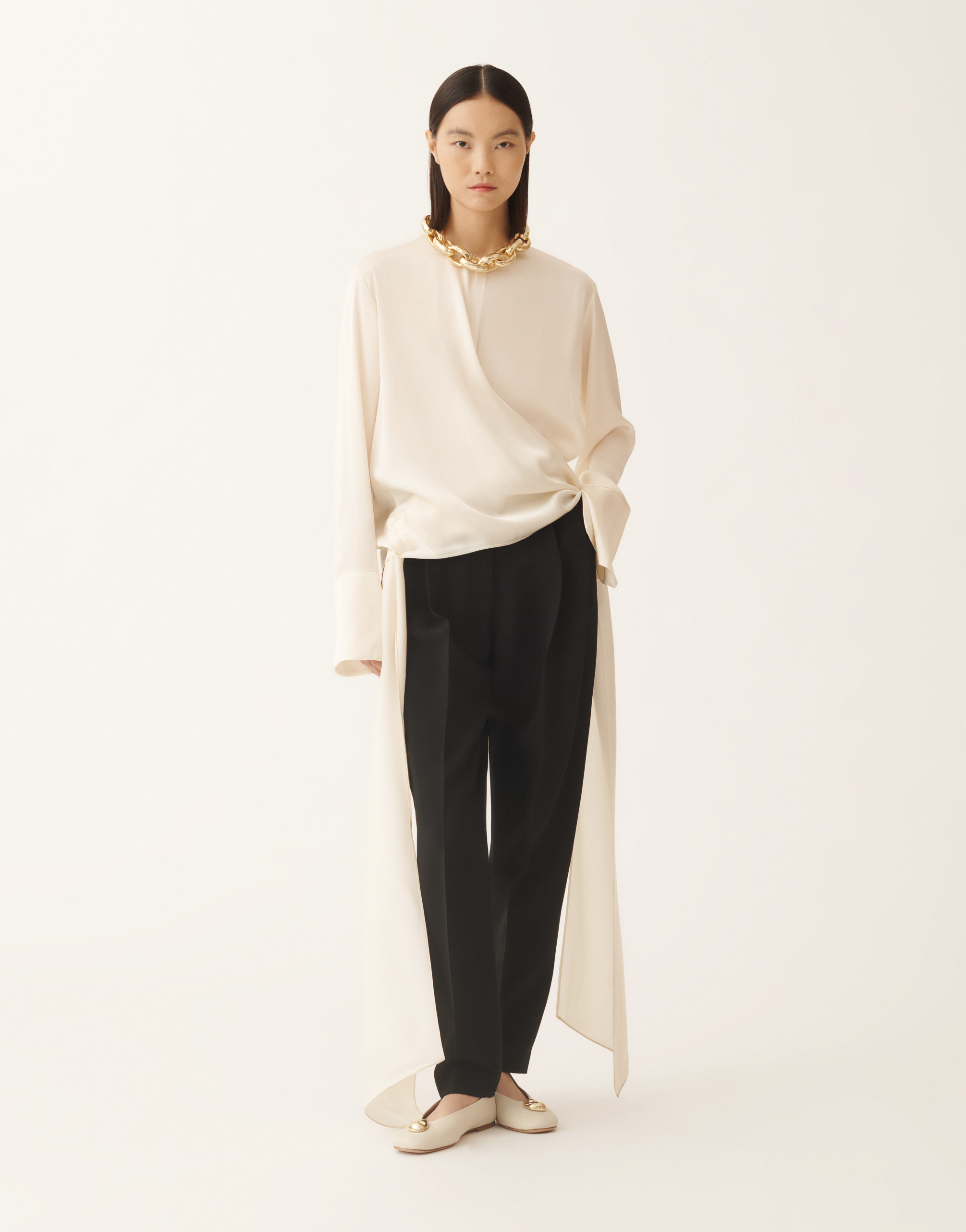 Fabiana Filippi Wrap-tie Silk Blouse In Multi