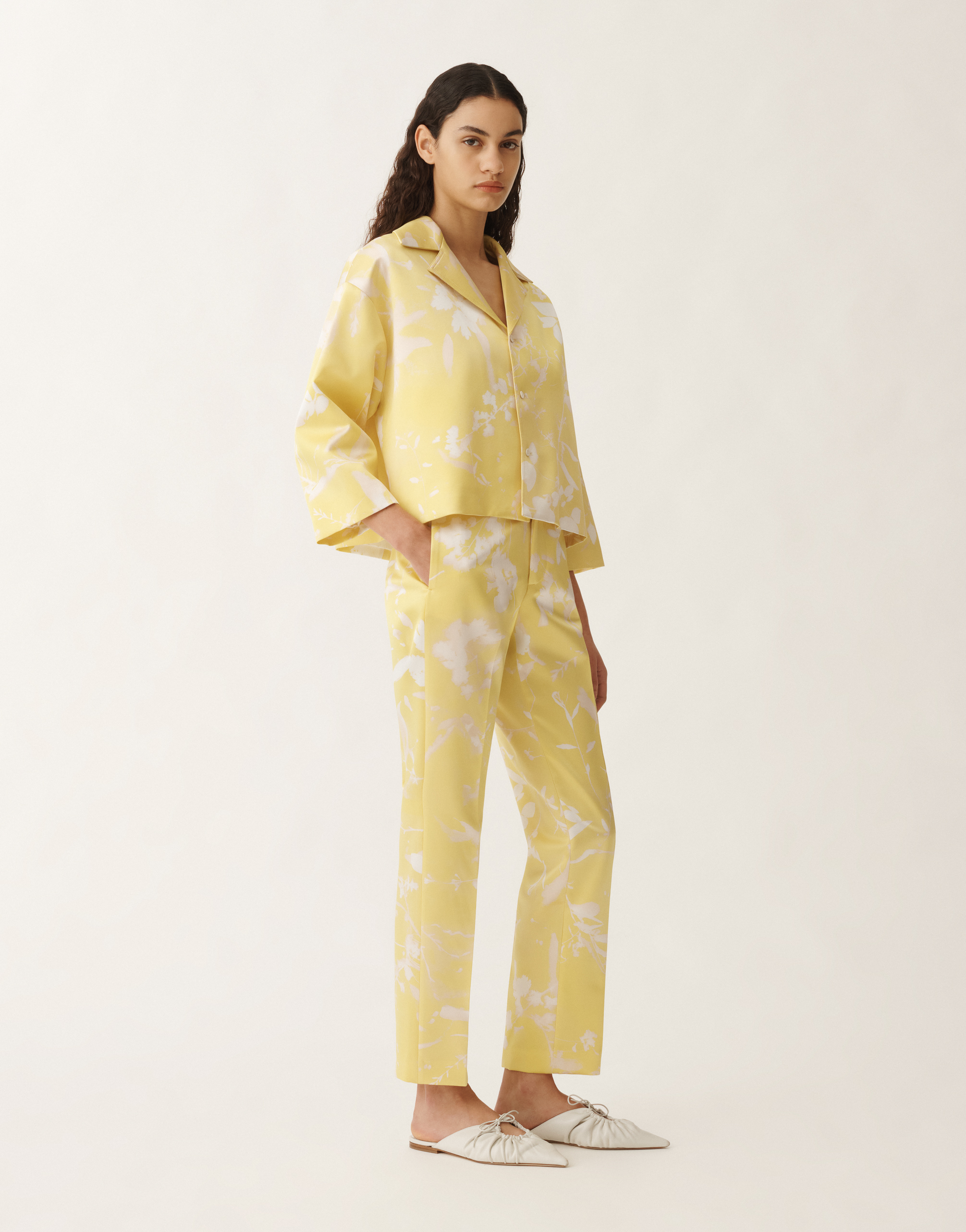 Shop Fabiana Filippi Tilia-print Silk Jacket In Yellow