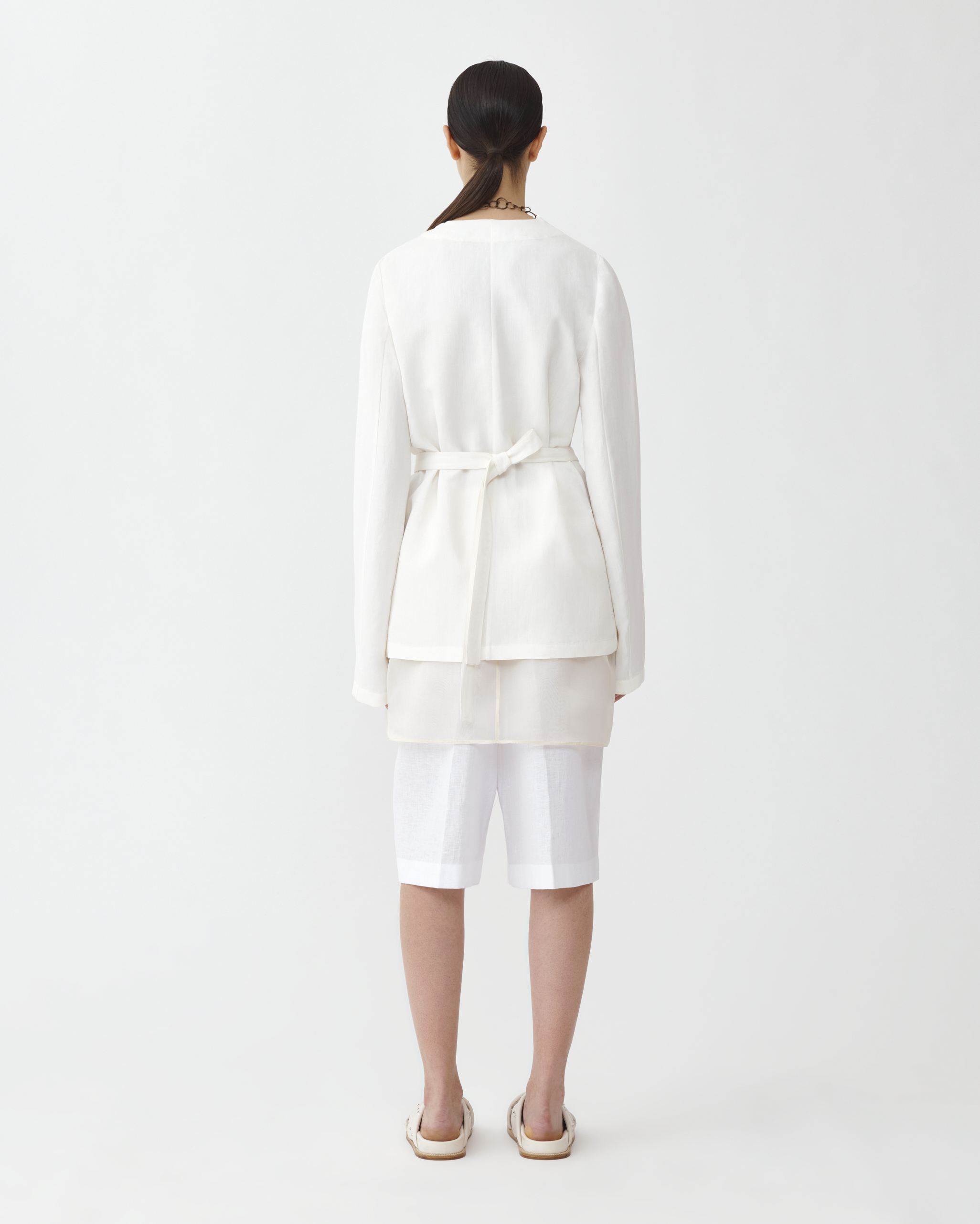 Shop Fabiana Filippi Viscose Linen Fluid Wrap Jacket In White