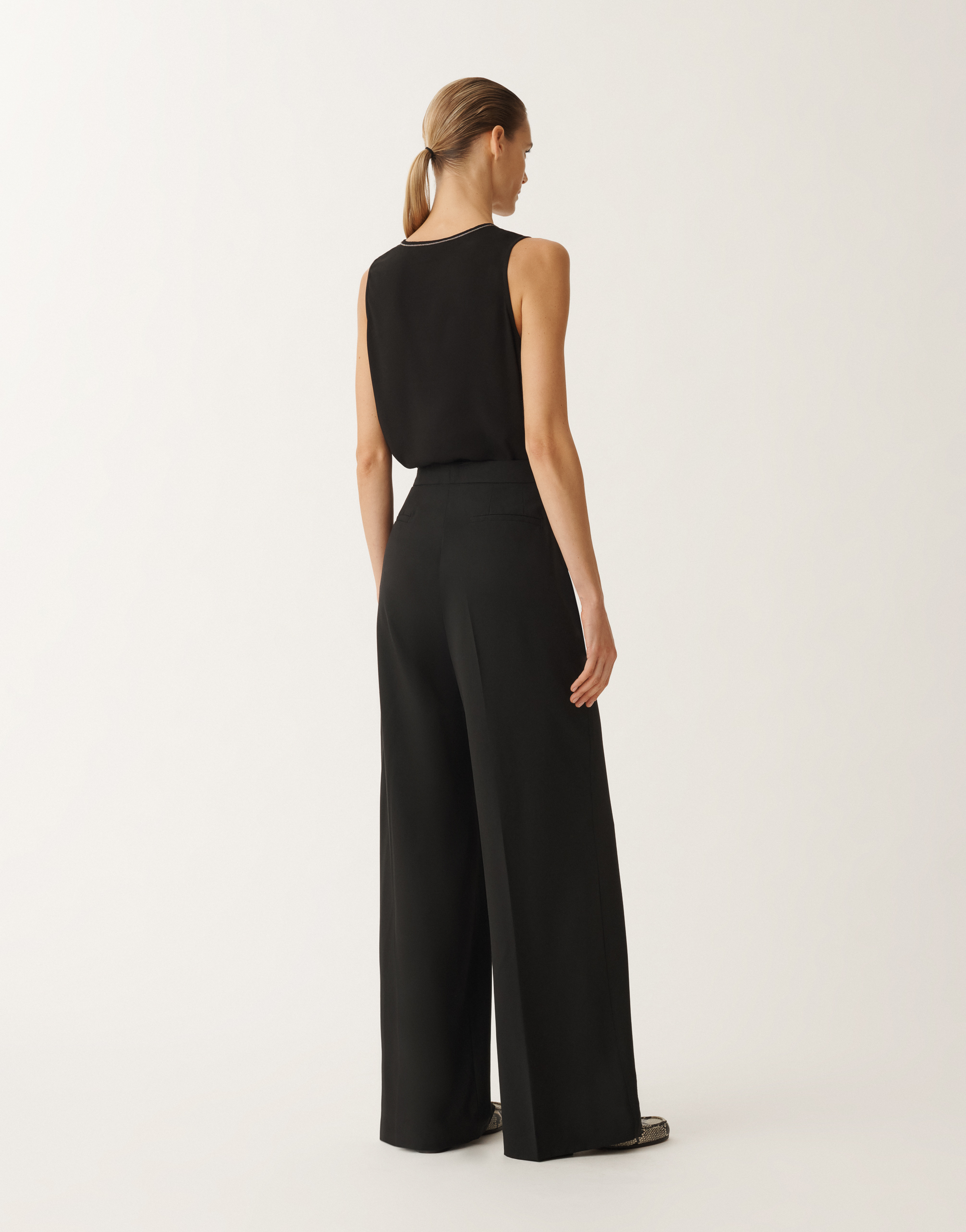 Fabiana Filippi Bistretch Wool Wide Leg Trousers In Black