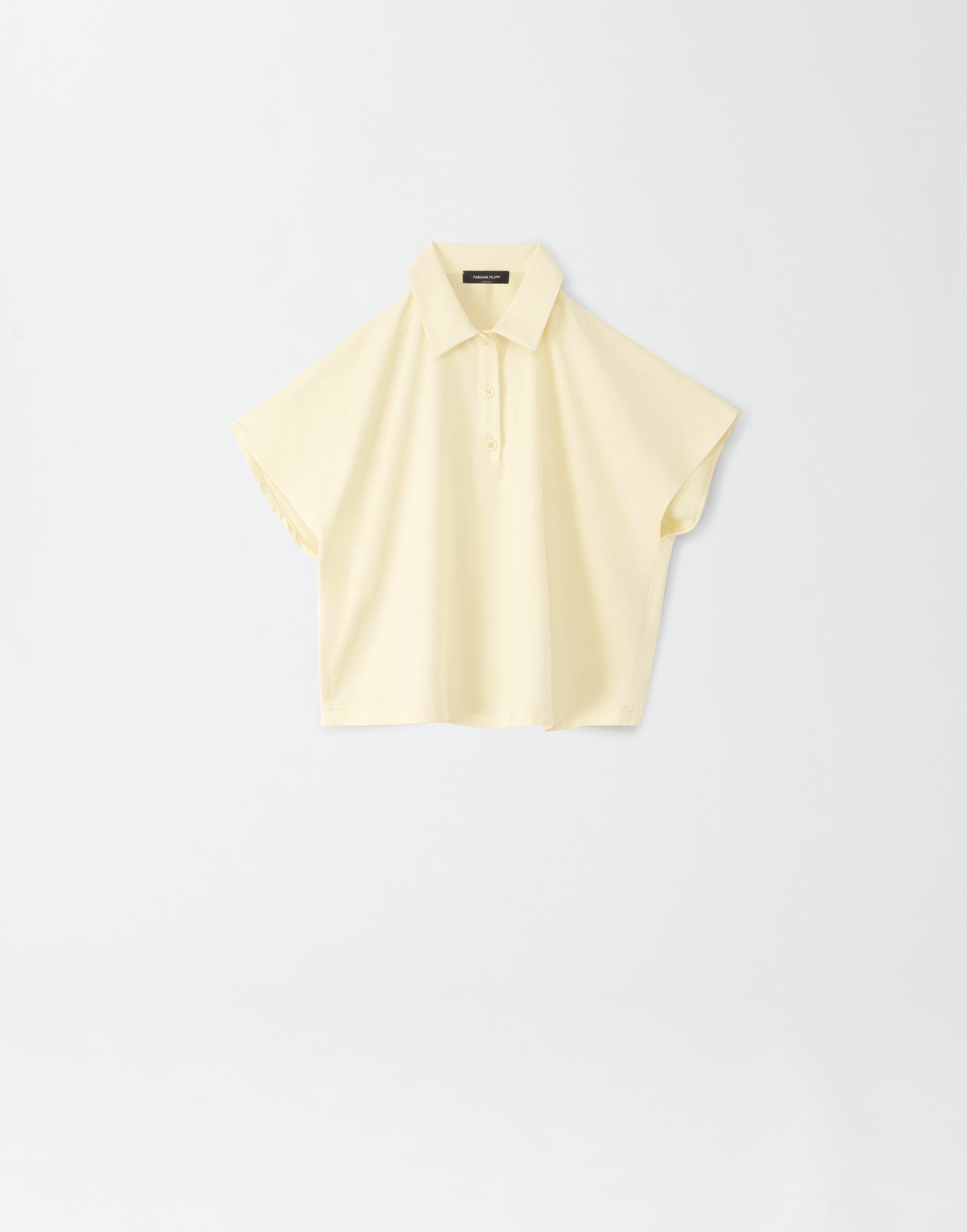 Shop Fabiana Filippi Cotton Jersey Polo With Satin Back In Yellow