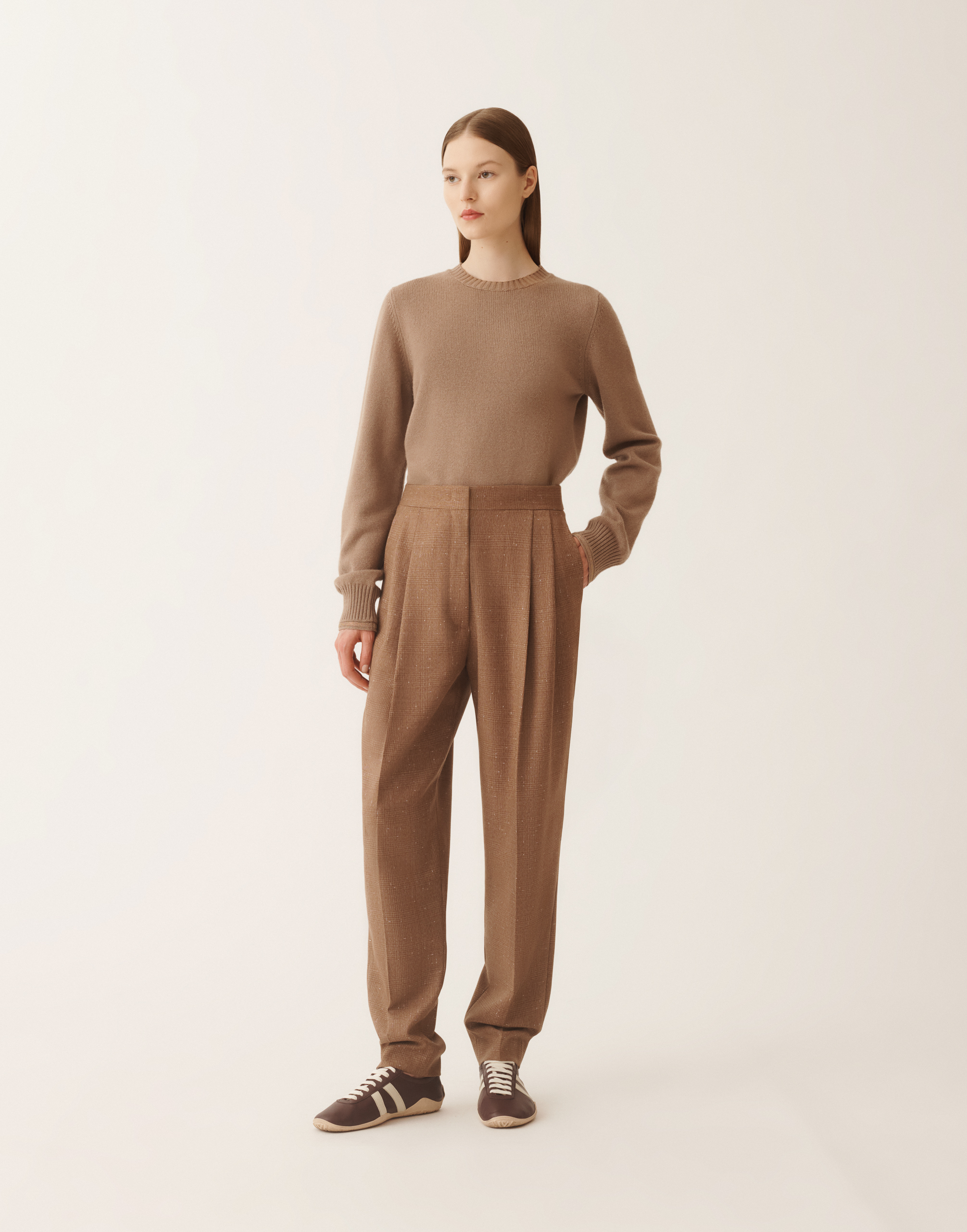 Fabiana Filippi Prince Of Wales Trousers In Brown