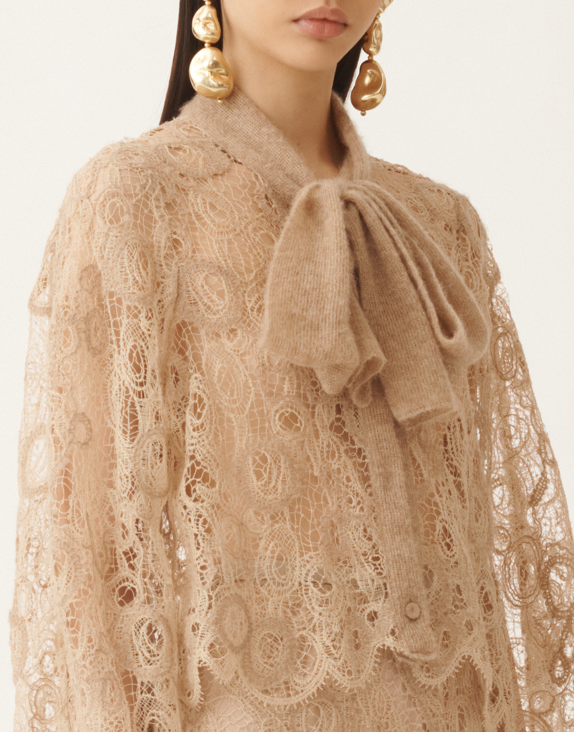 Fabiana Filippi Lace Cropped Shirt In Neutral
