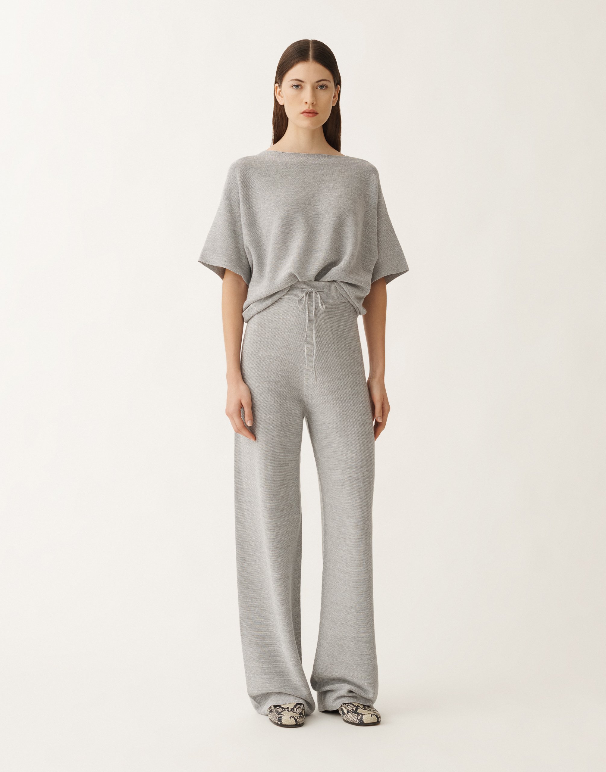 Fabiana Filippi Knitted Wide Leg Trousers In Grey