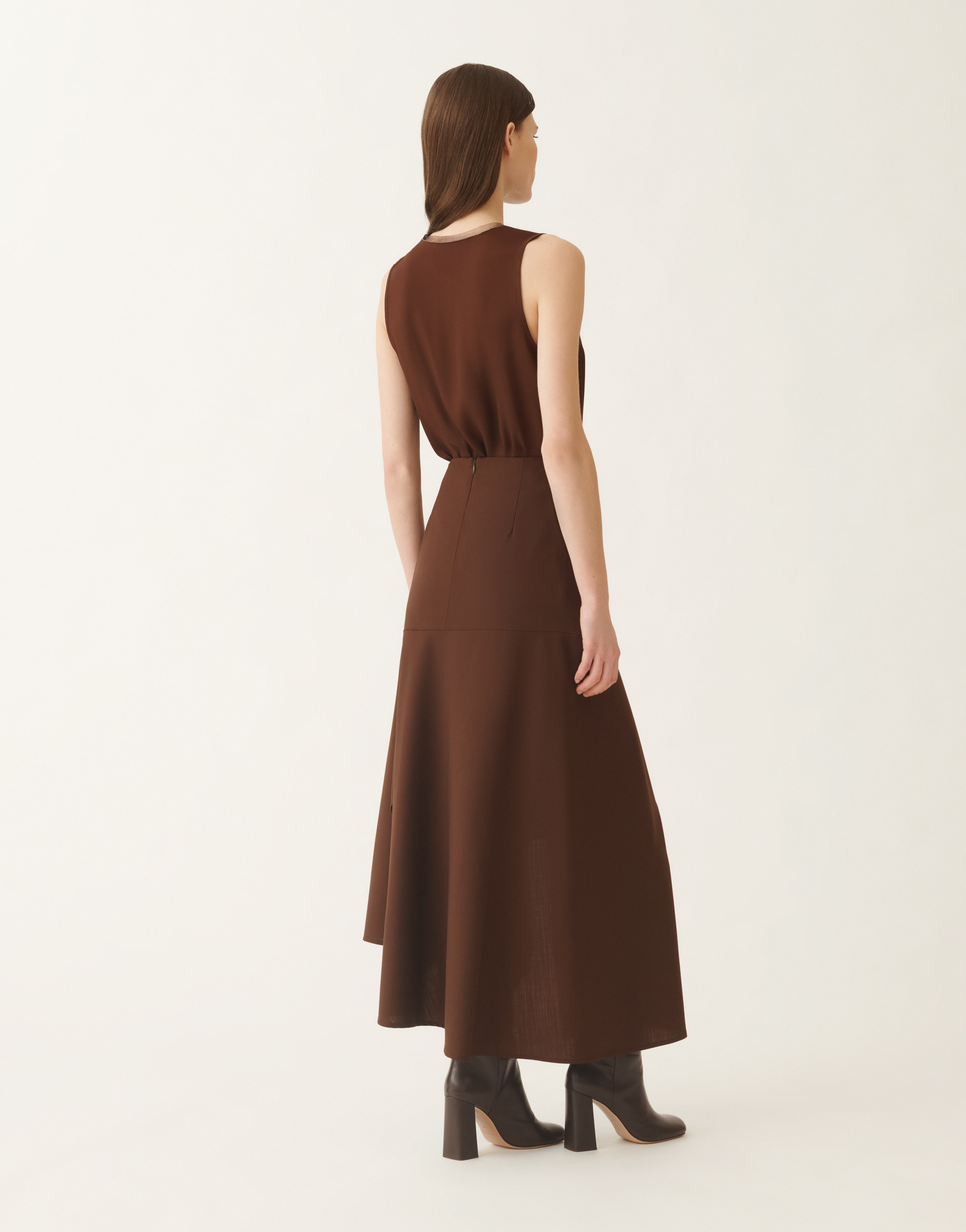 Fabiana Filippi Wool-blend Asymmetric Maxi Skirt In Brown