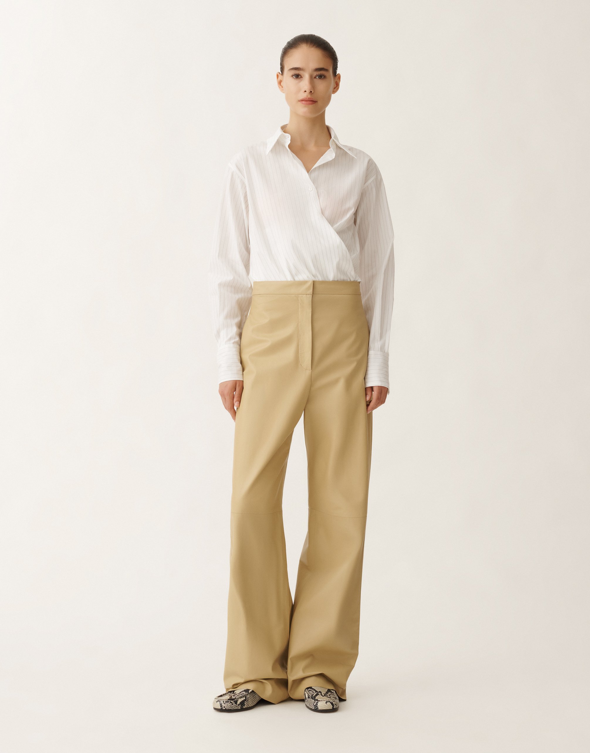 Fabiana Filippi Norcia Lightweight Nappa Leather Trousers In Yellow
