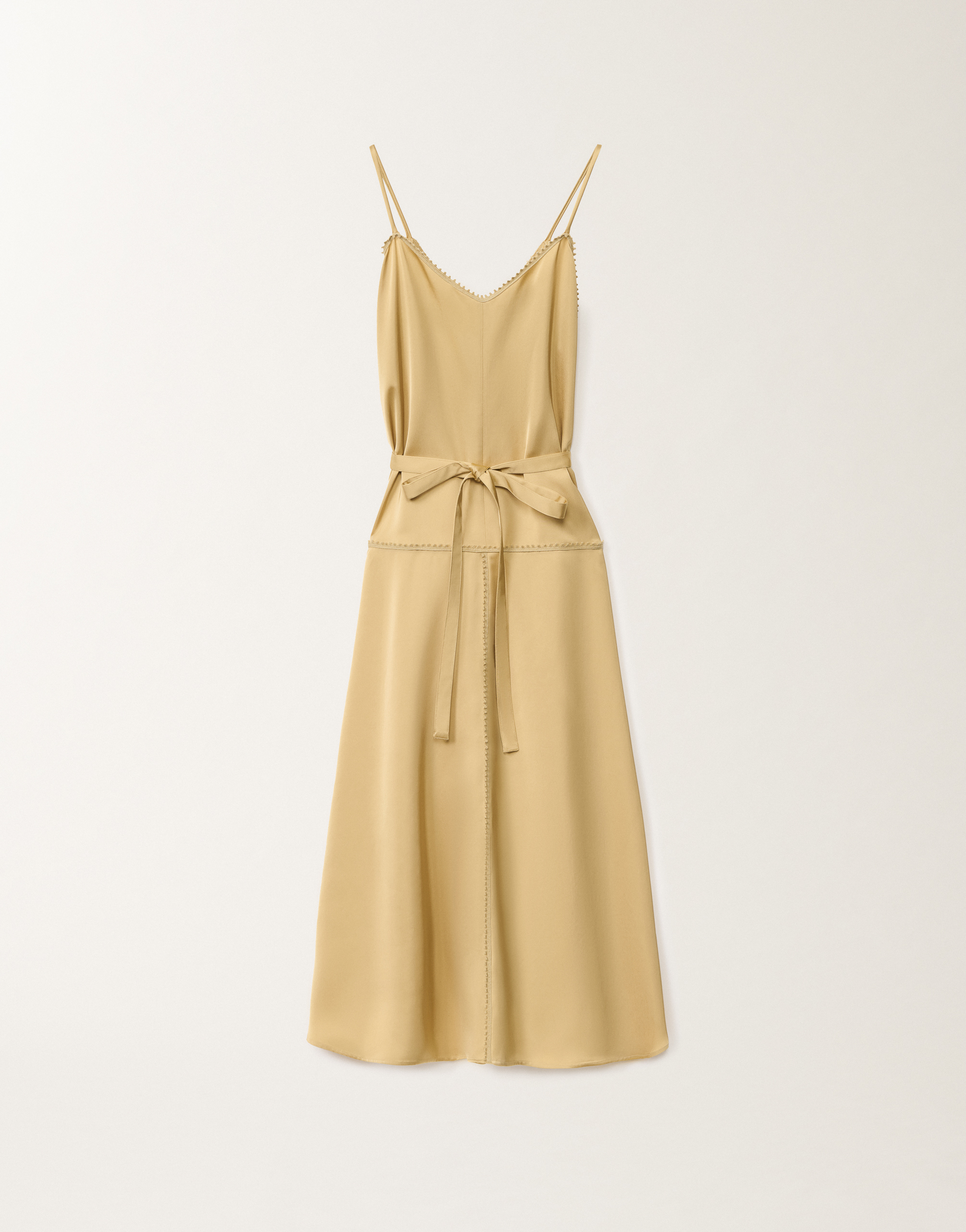 Fabiana Filippi Viscose Satin Lingerie Dress In Yellow