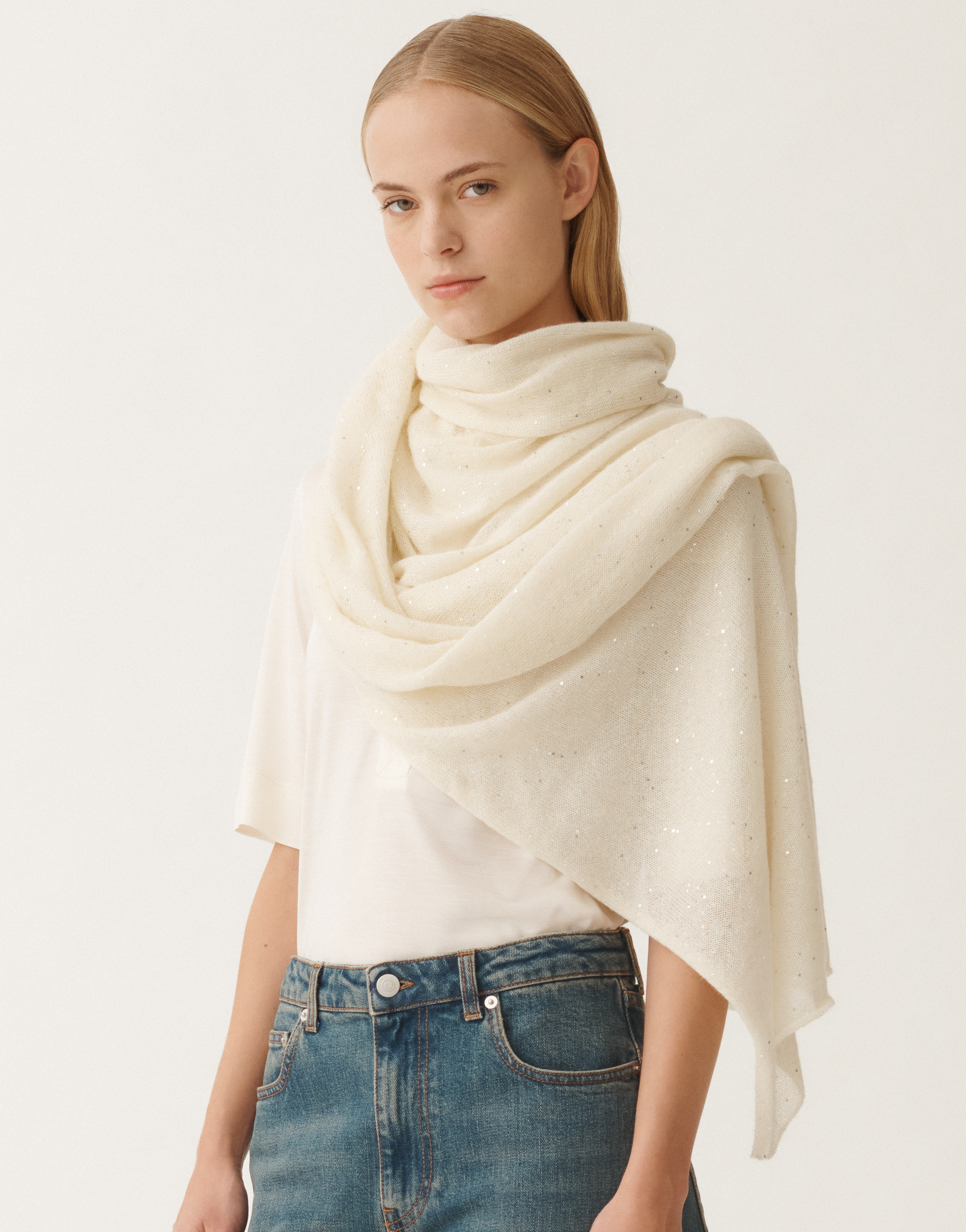 Fabiana Filippi Mohair Stole In White