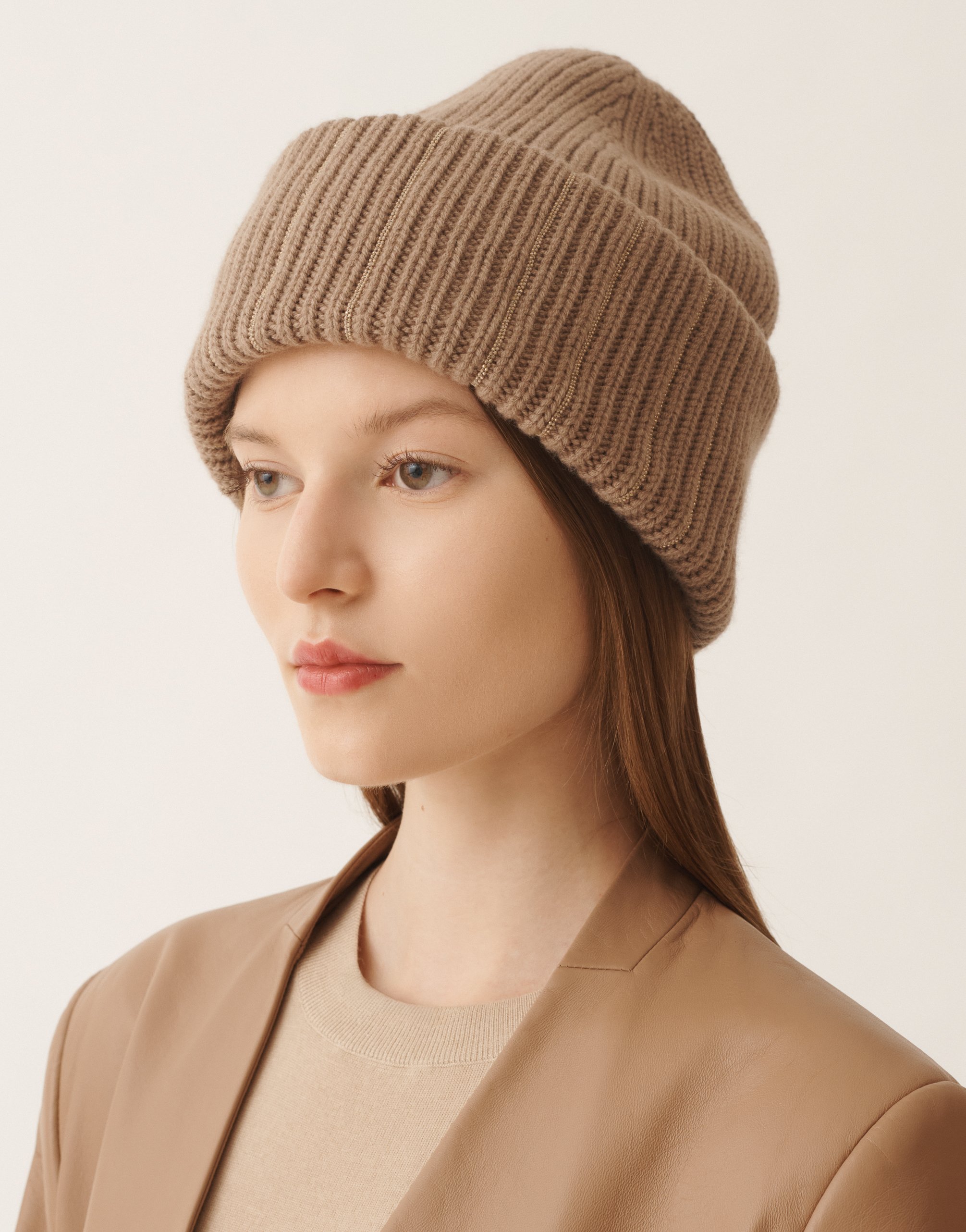 Fabiana Filippi Beanie In Platinum In Brown
