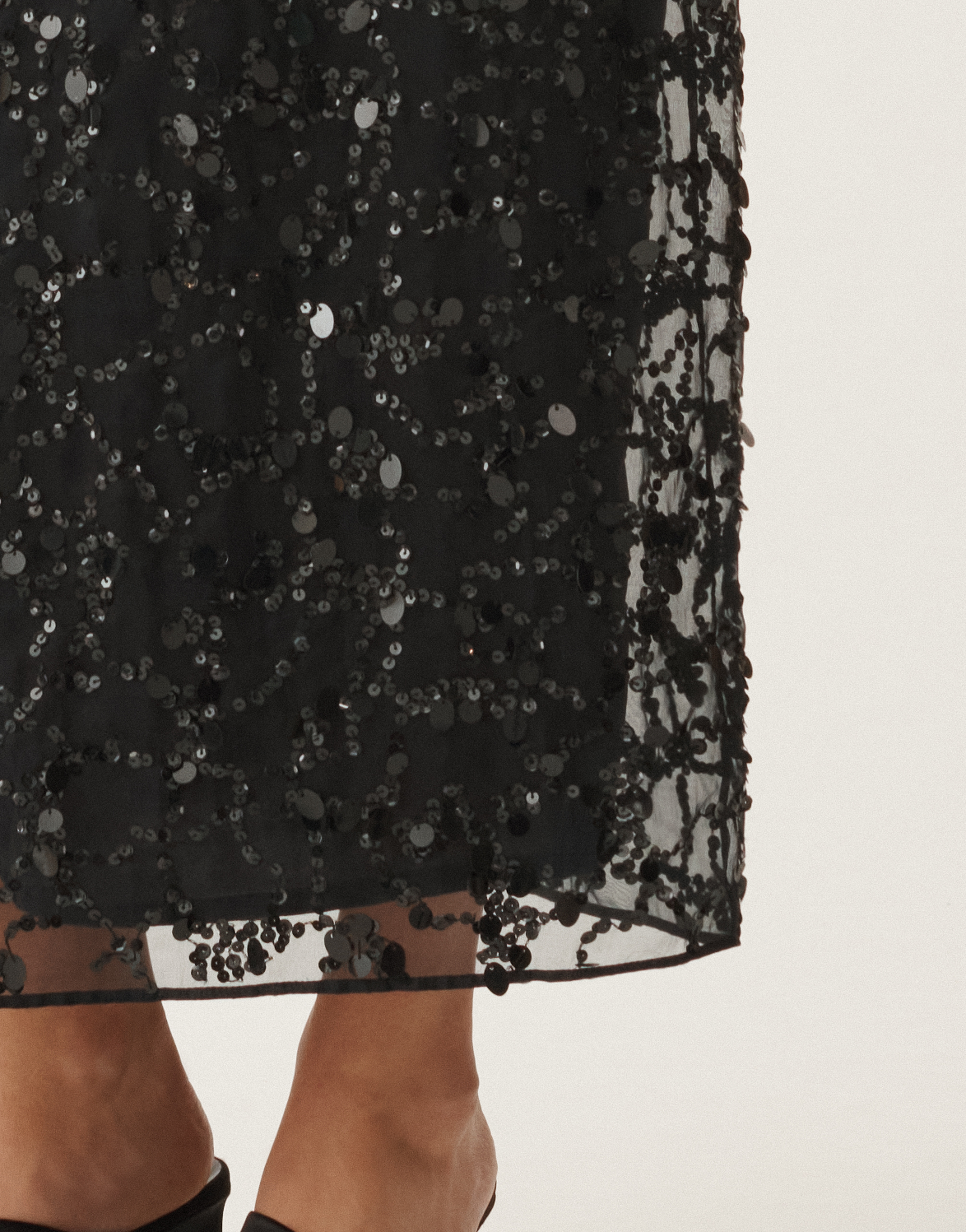 Shop Fabiana Filippi Sequin Embroidery Organza Skirt In Black