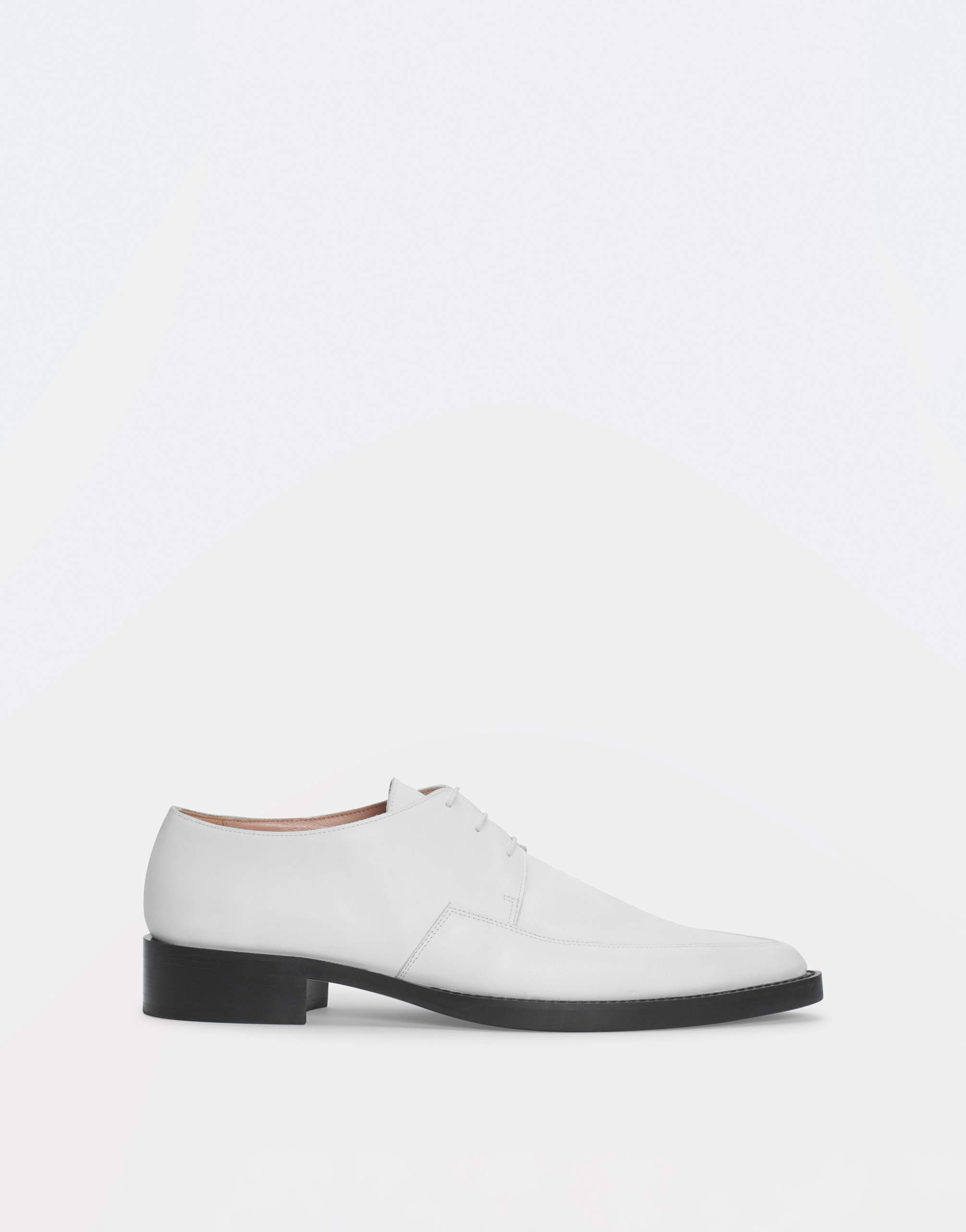 Shop Fabiana Filippi Leather Lace Up Derby With Pointed Toe In White