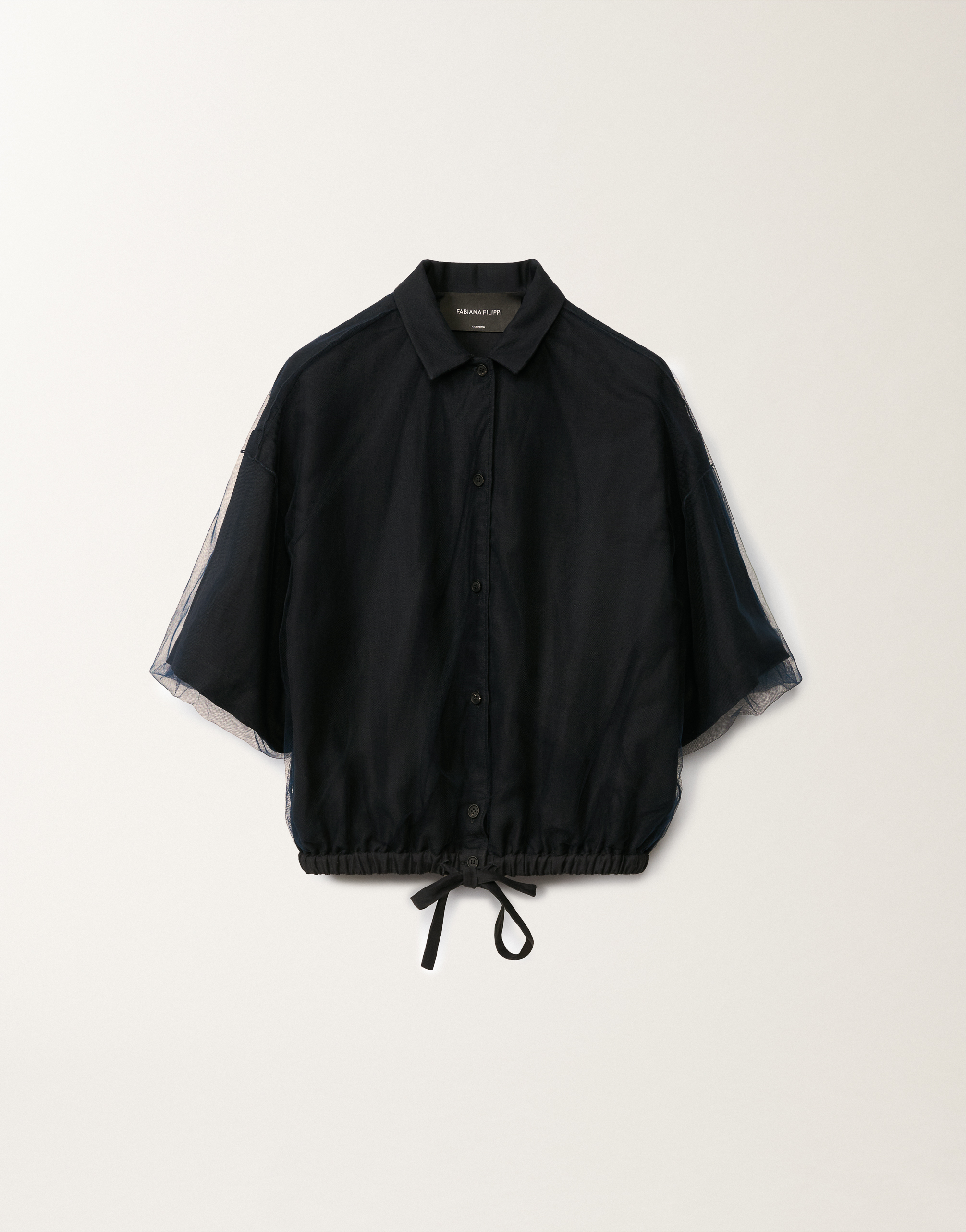 Linen and viscose shirt, midnight blue for Women | Fabiana Linen and viscose shirt, midnight blue for Women | Fabiana