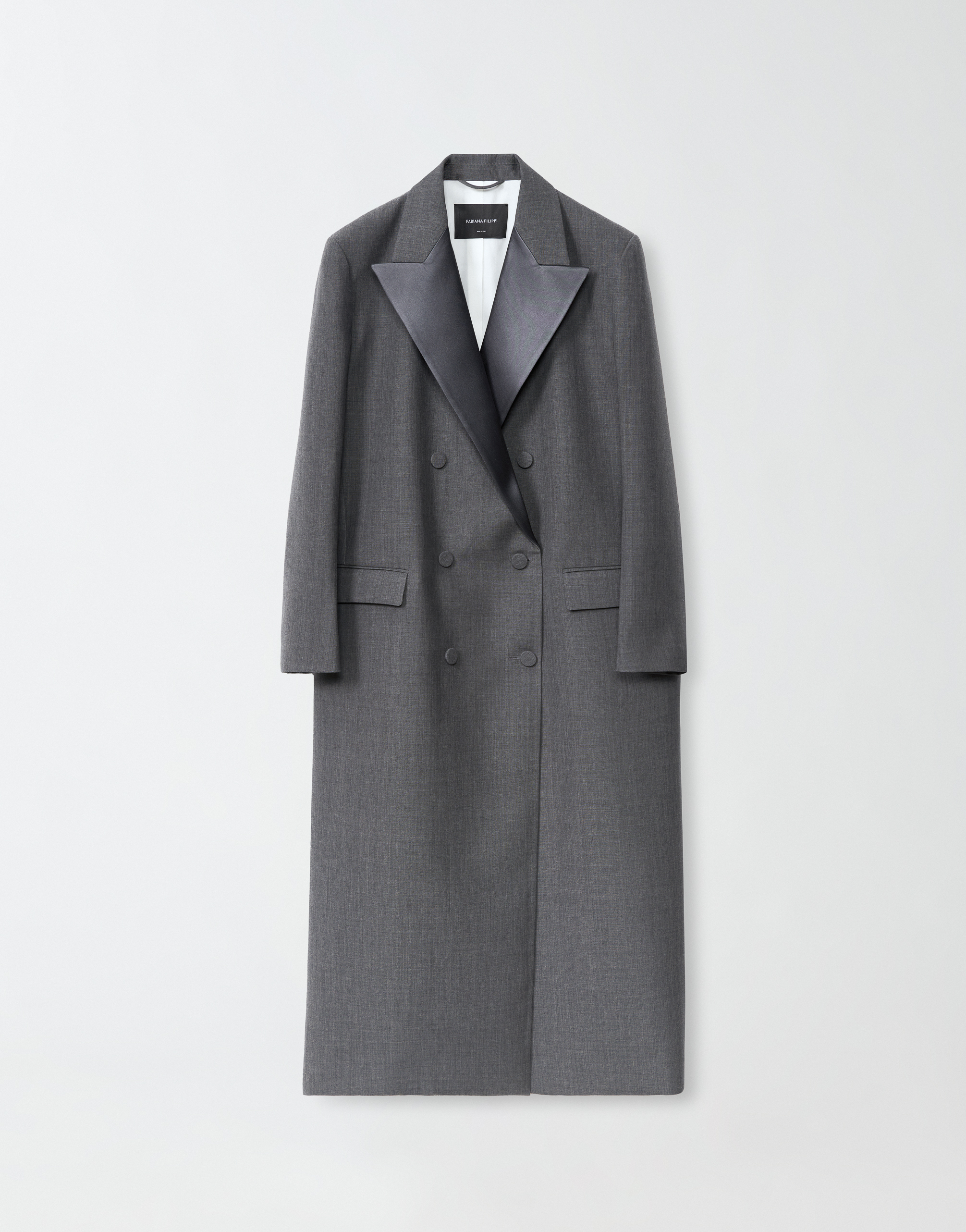 Shop Fabiana Filippi Double Wool And Silk Smoking Jacket In Grey