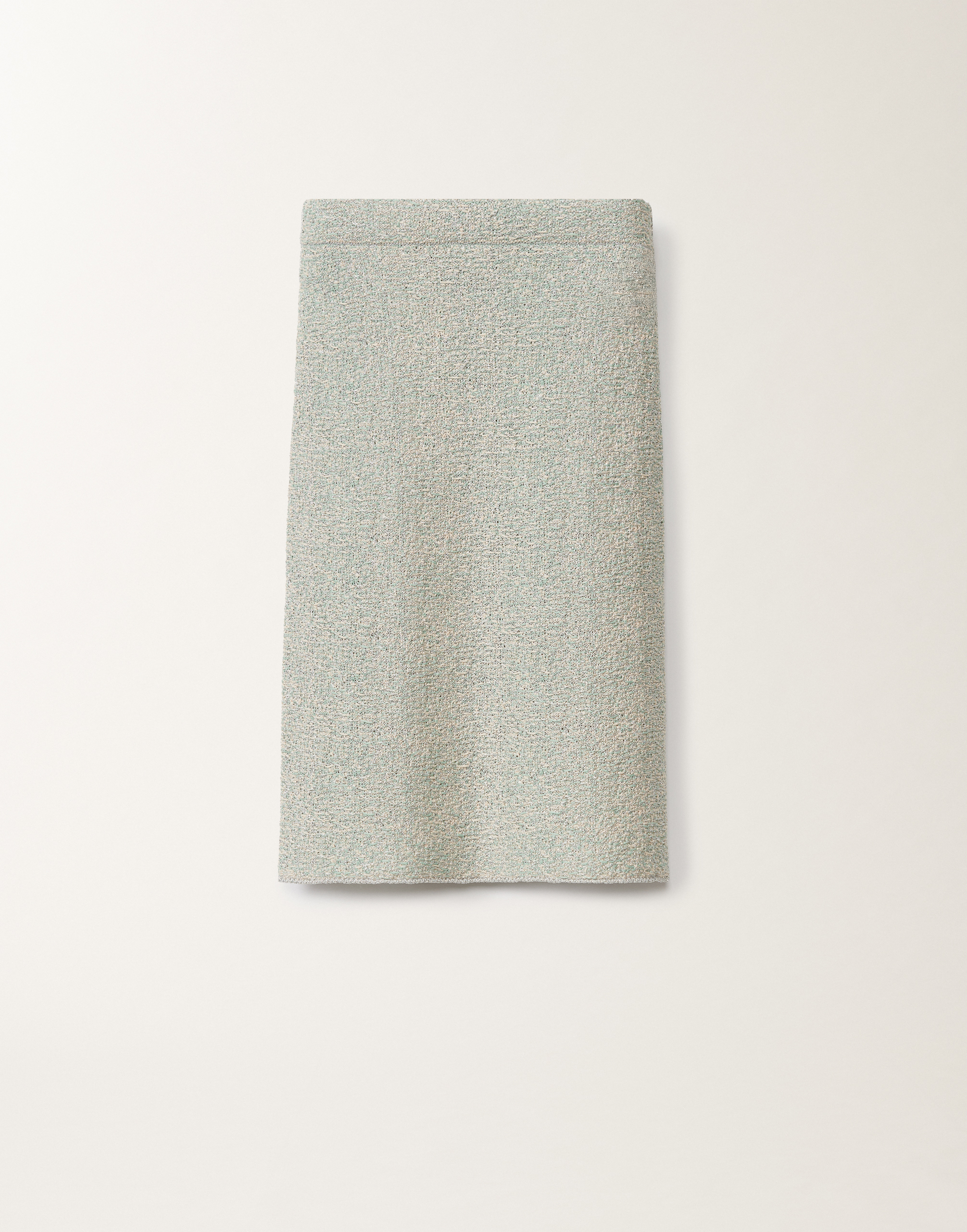 Shop Fabiana Filippi Lurex Knit Tweed Skirt In Vanilla/aquagreen