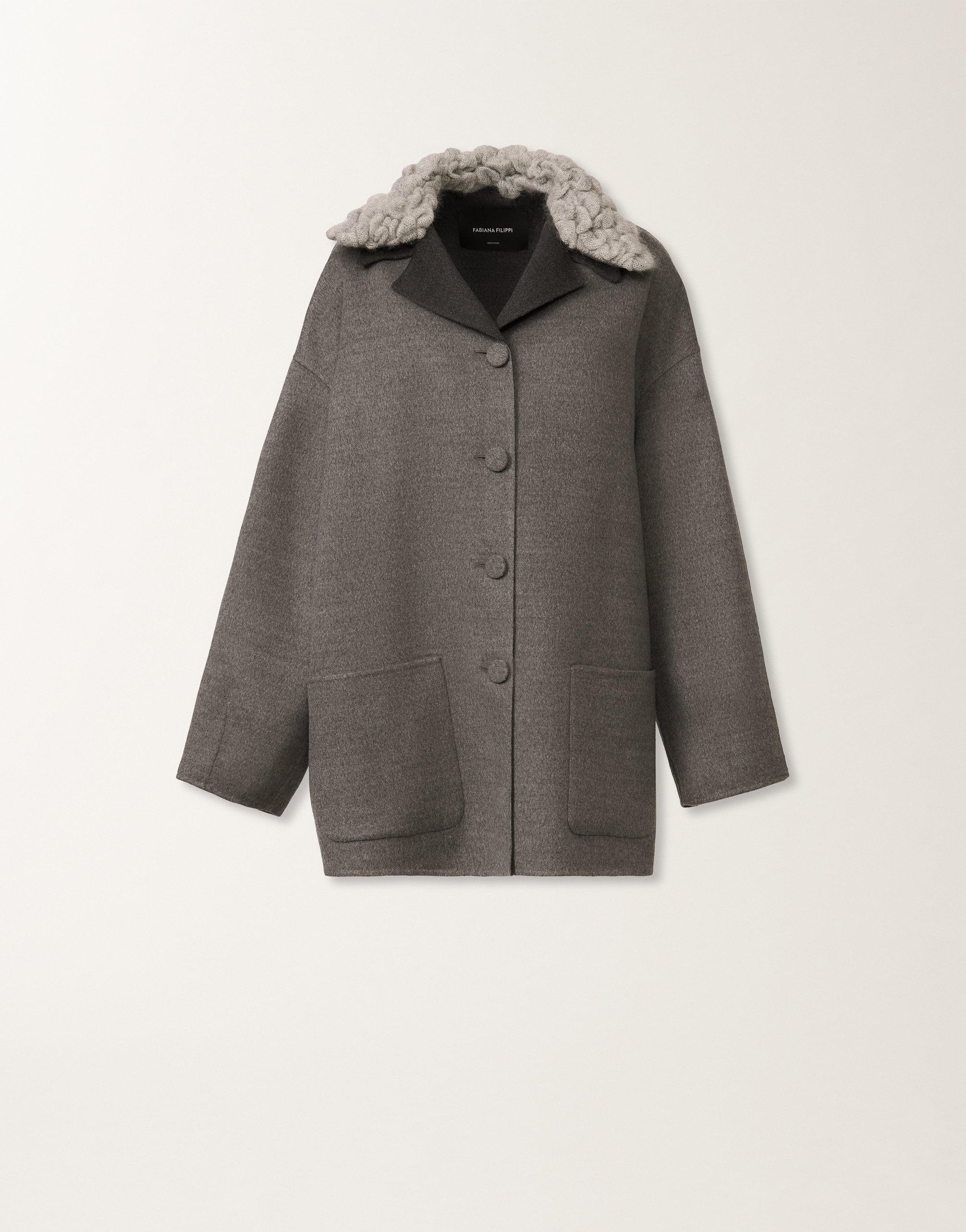 Fabiana Filippi Double Wool Pea Coat In Gray