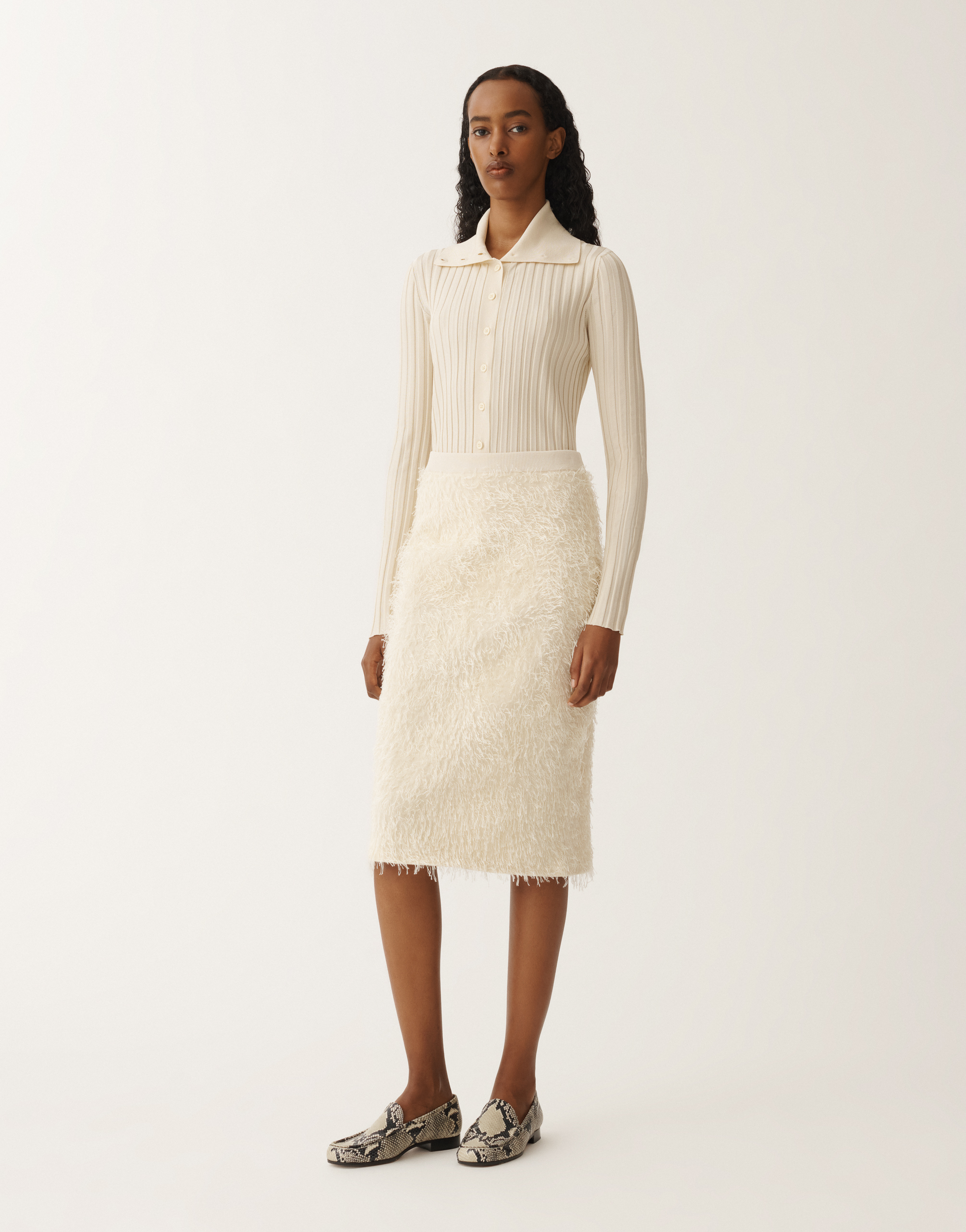 Shop Fabiana Filippi Frayed-effect Viscose Skirt In White