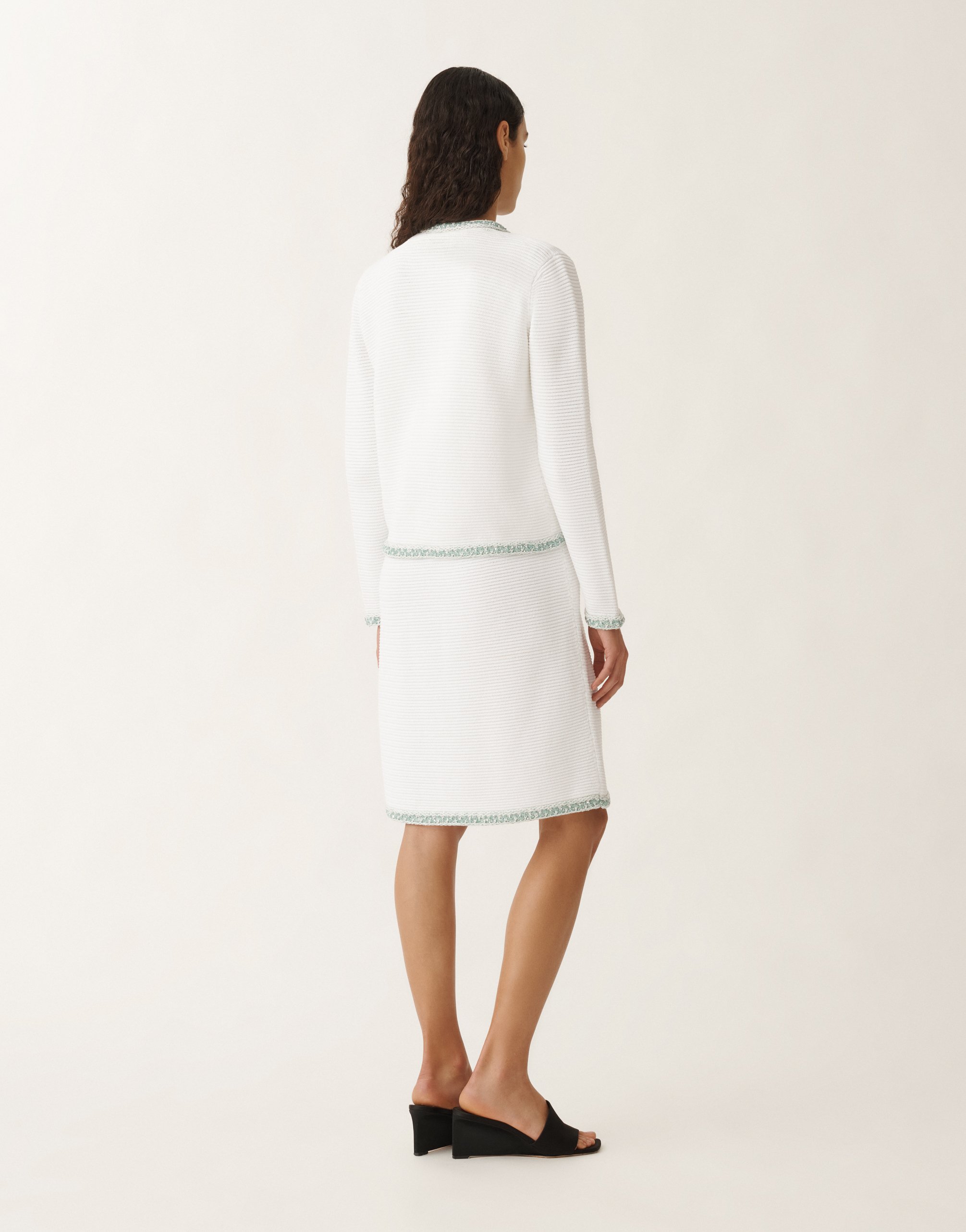 Fabiana Filippi Sequin-embellishment Jacket In White/aquagreen