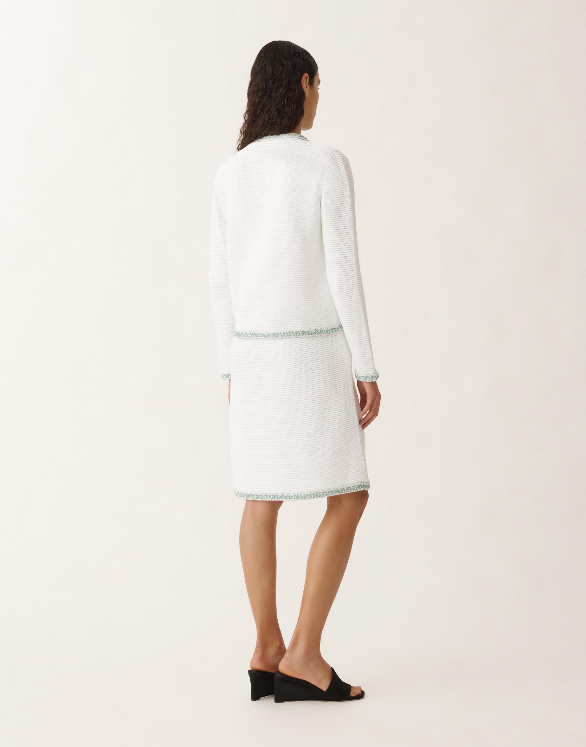 Fabiana Filippi Sequin-embellishment Jacket In White/aquagreen
