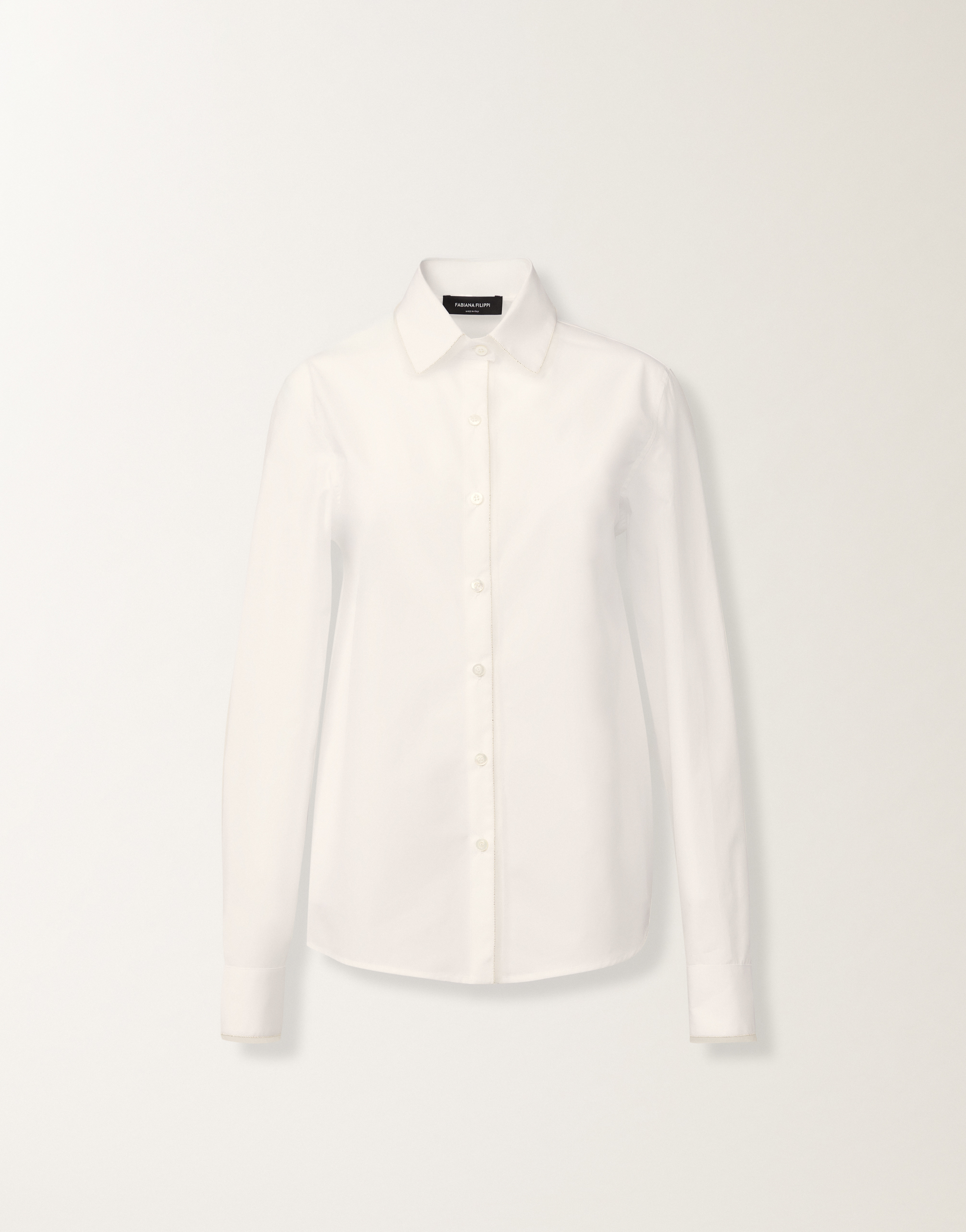 Tシャツ・カットソー FABIANA FILIPPI FW25 (CAD215F313 L57121) Fabiana Filippi Silk bottom linen T-shirt - White | 612TE17VR1