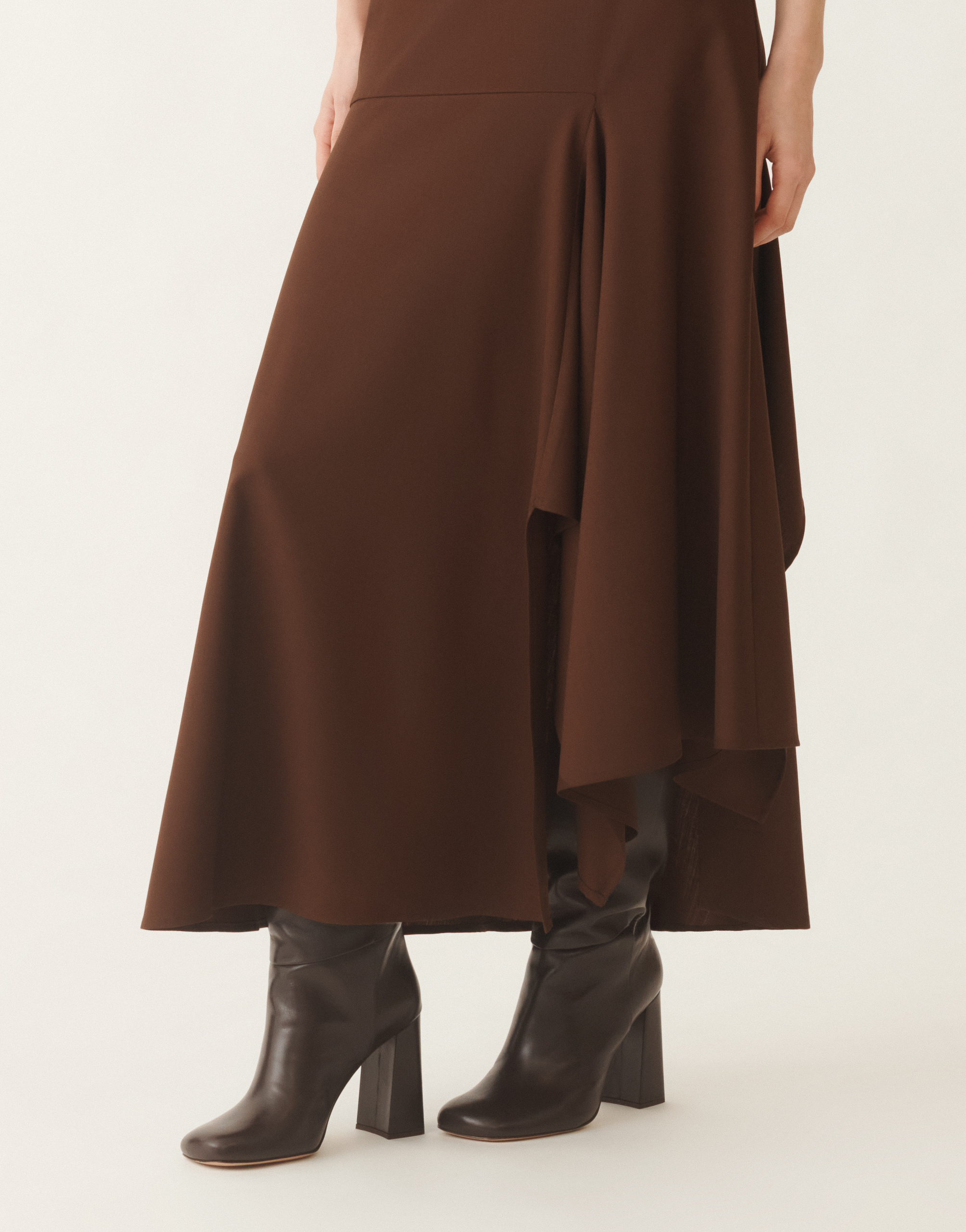 Fabiana Filippi Wool-blend Asymmetric Maxi Skirt In Brown