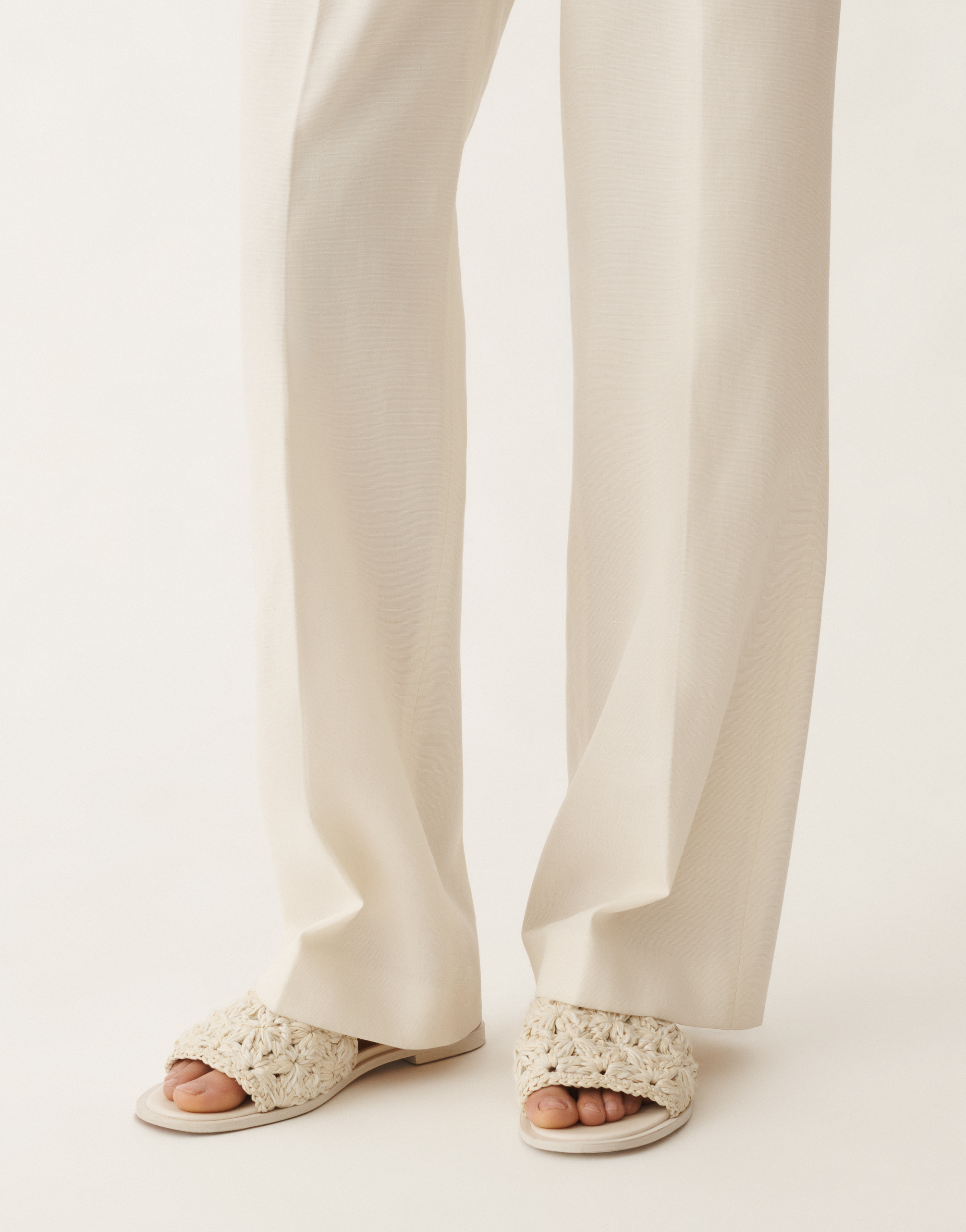 Shop Fabiana Filippi Raffia And Cotton Sandals In Putty