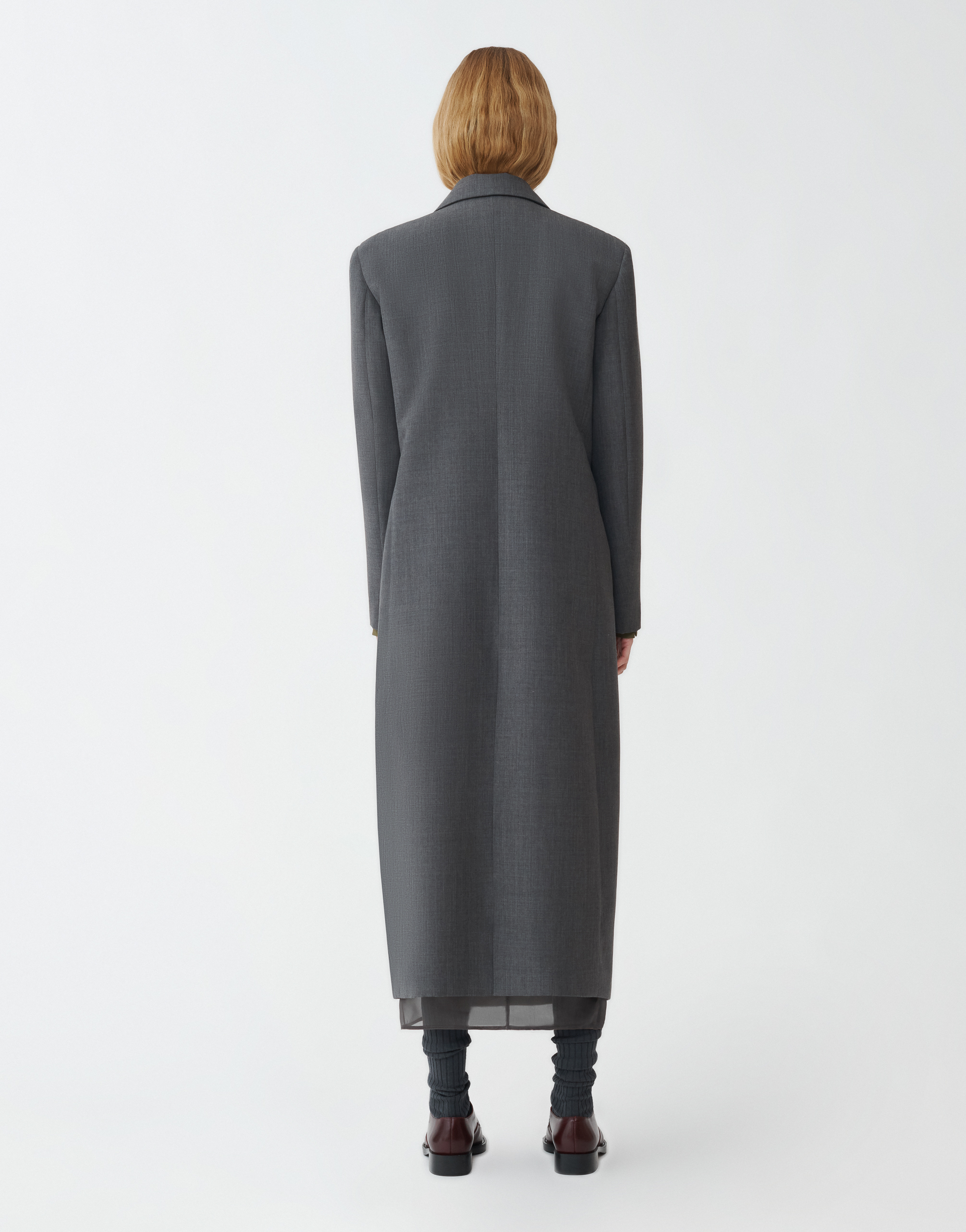 Shop Fabiana Filippi Double Wool And Silk Smoking Jacket In Grey