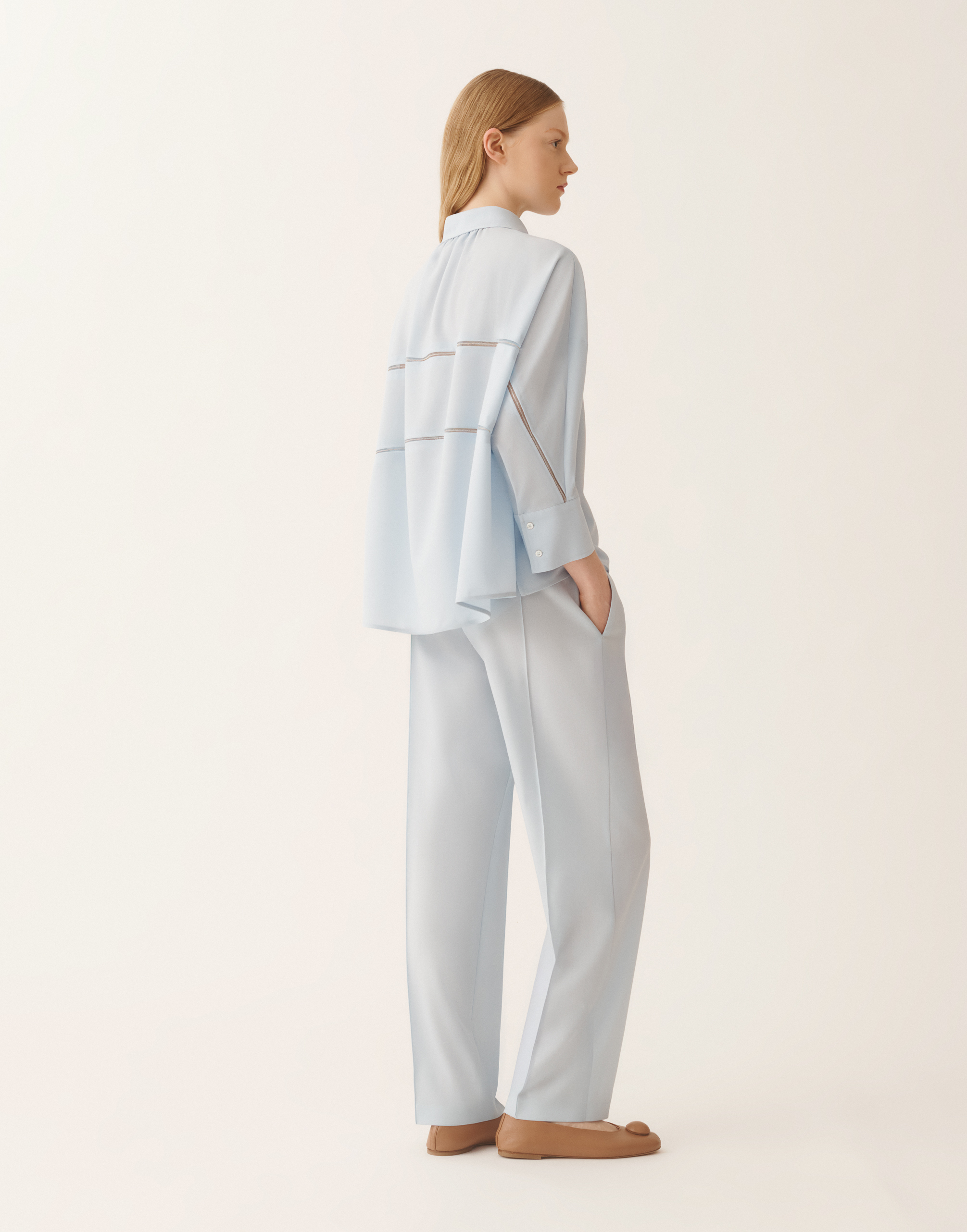 Fabiana Filippi Wool Polyamide Elastane Shirt In Blue
