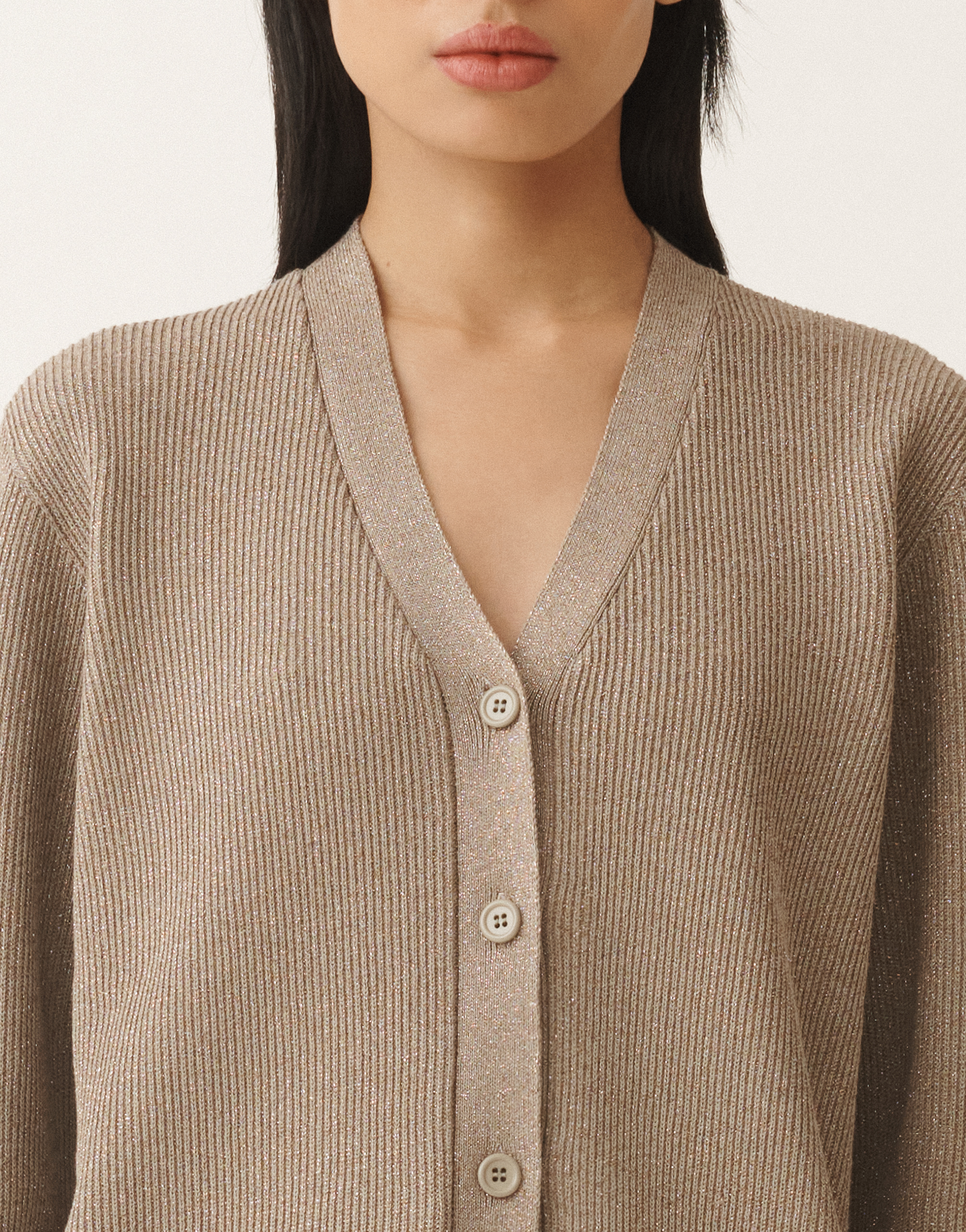 Shop Fabiana Filippi Organic Cotton And Lurex Cardigan In Clay