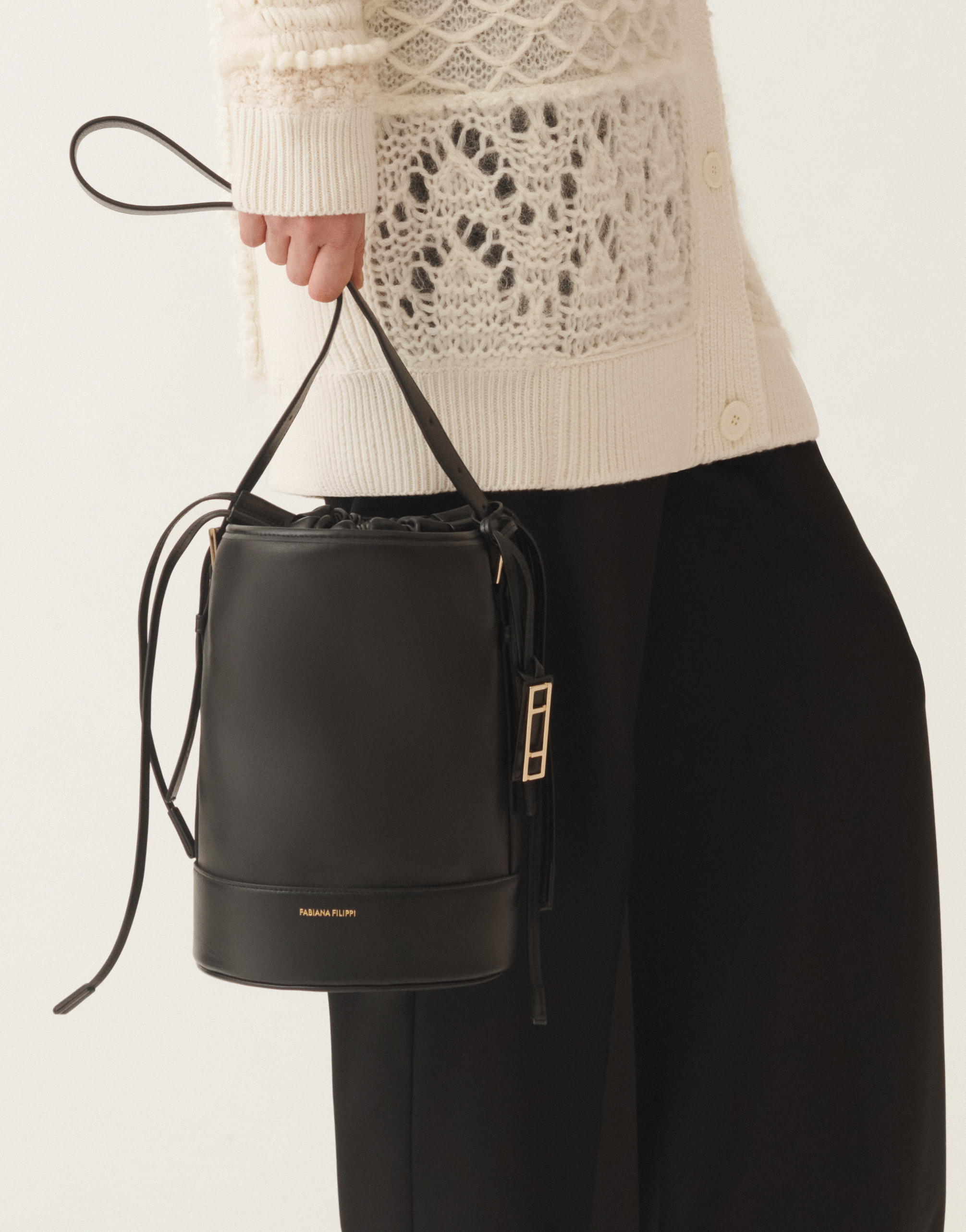 Fabiana Filippi Bucket Bag In Calf Leather In Black