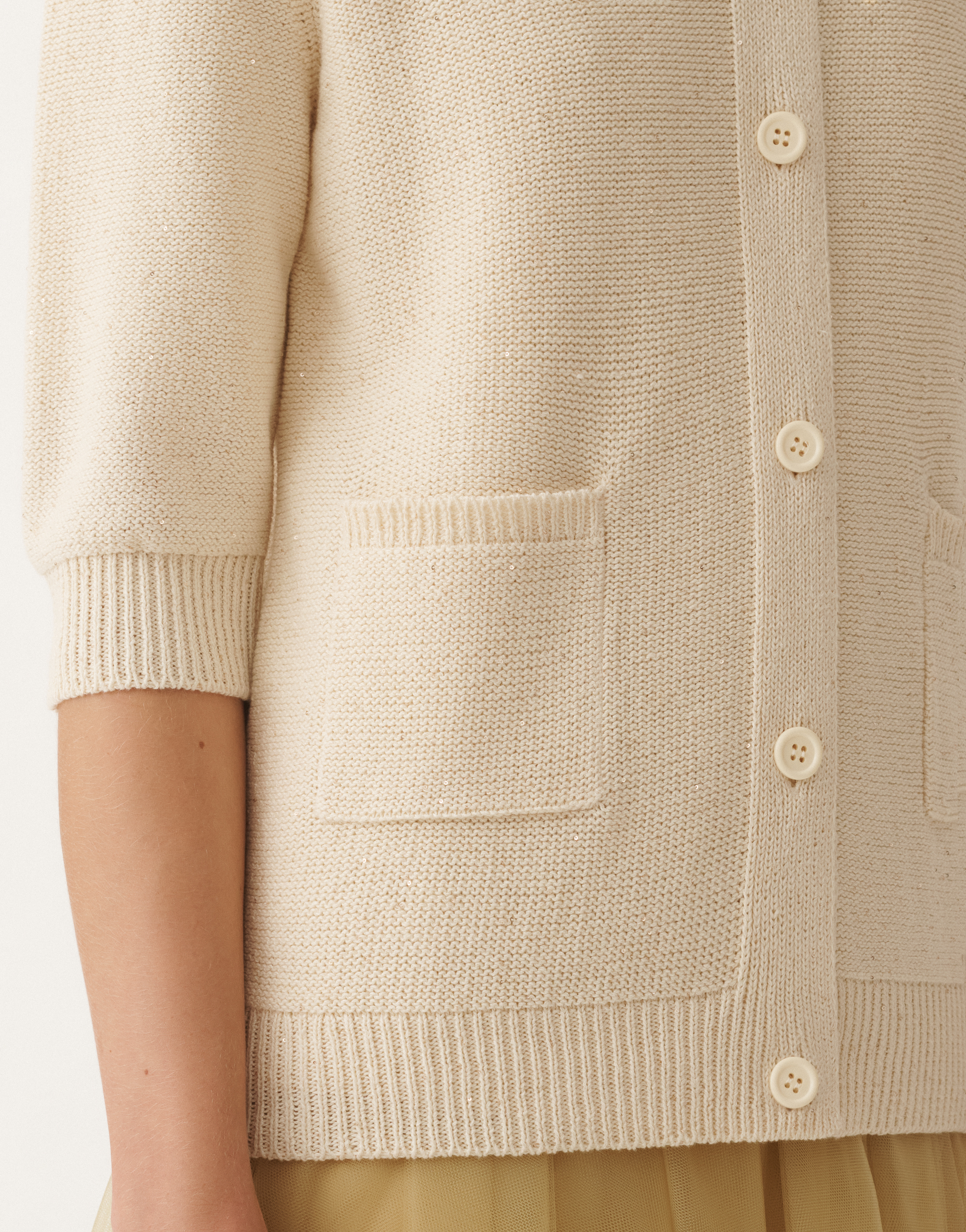 Fabiana Filippi Cotton And Linen Cardigan With Sequins In White