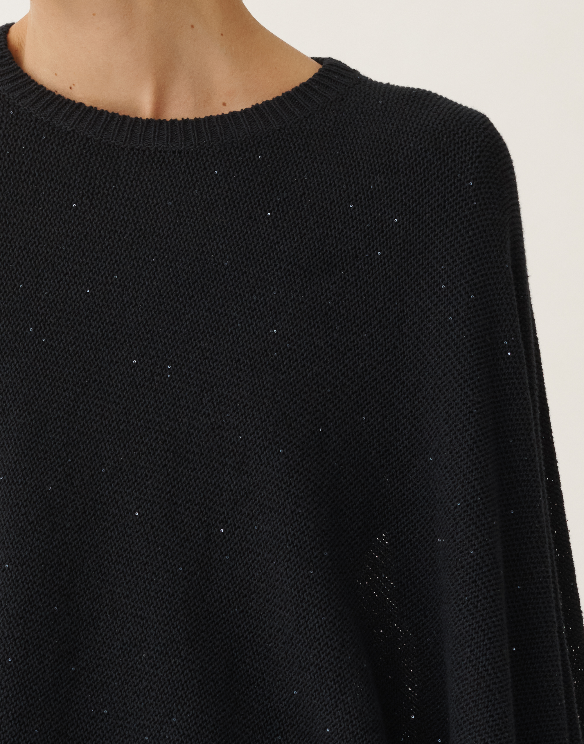 Shop Fabiana Filippi Cotton And Linen Cape With Sequins In Blue