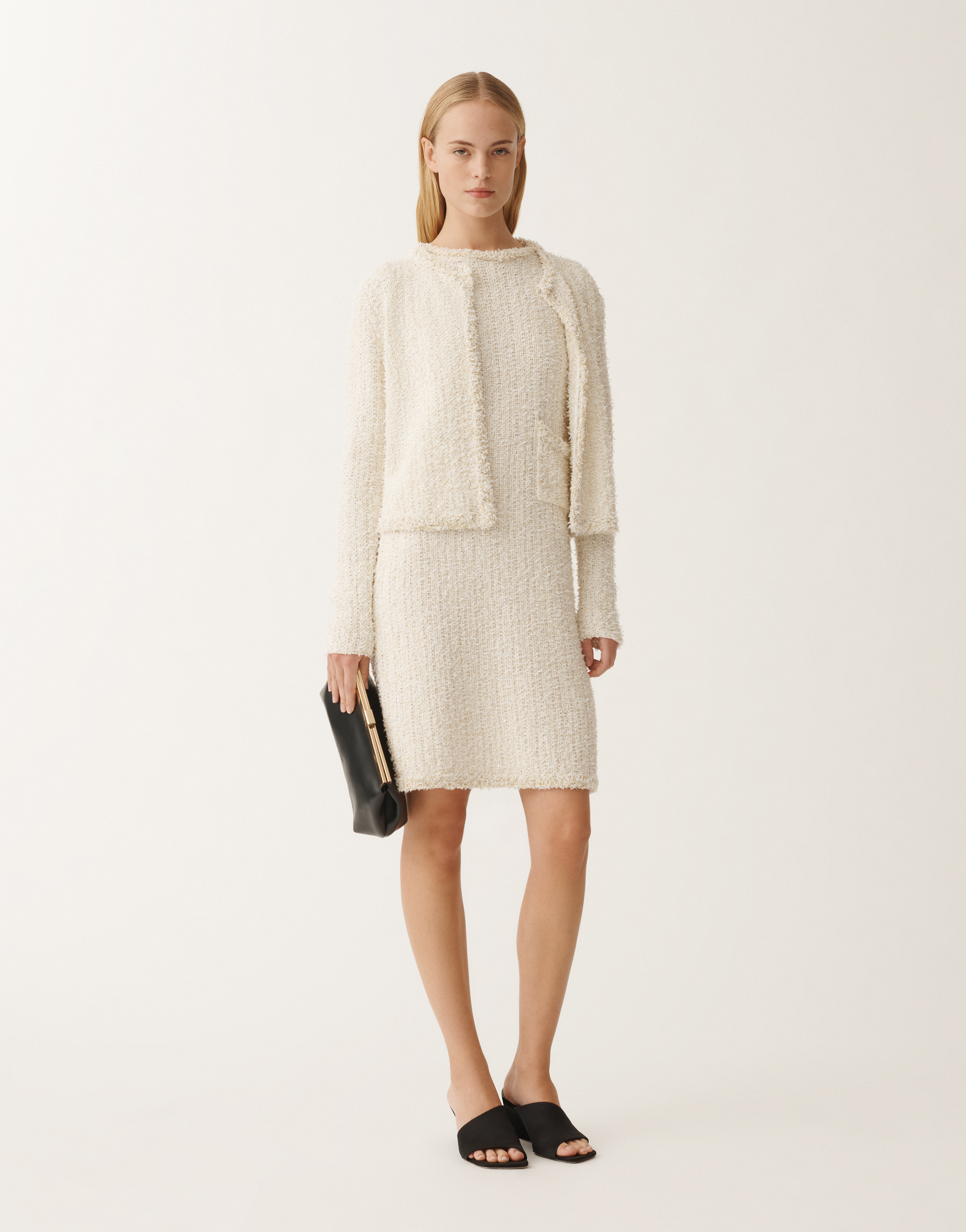 Shop Fabiana Filippi Tweed-effect Mini Dress In White