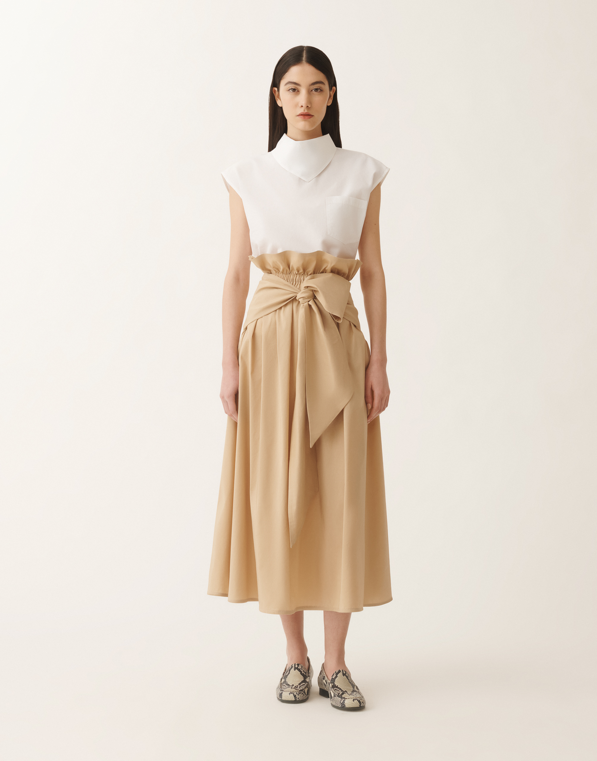 Fabiana Filippi Technical Poplin Skirt In Sand
