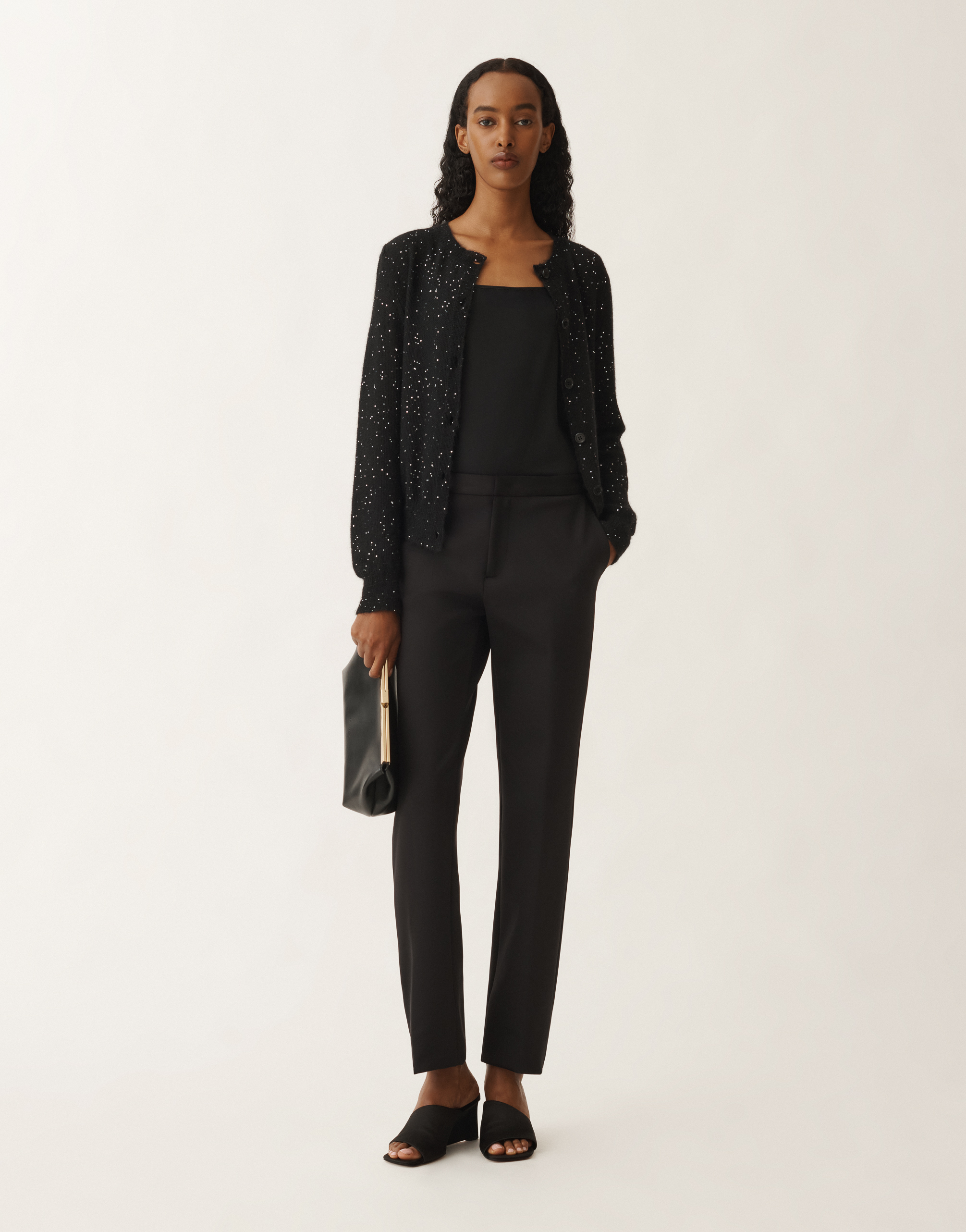 Fabiana Filippi Sequin Soft Mohair Mini Cardigan In Black