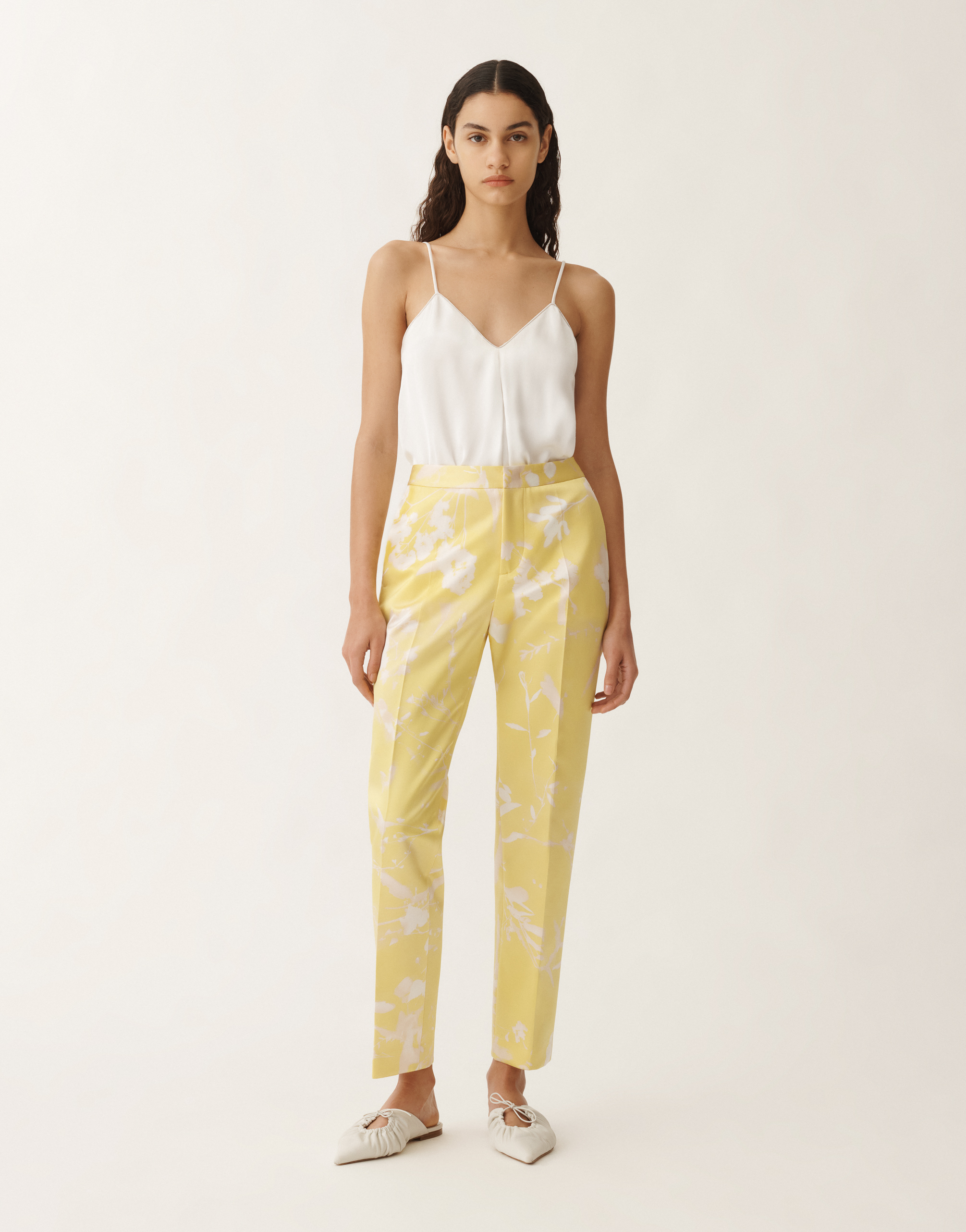 Fabiana Filippi Montefalco Tilia-print Silk Trousers In Yellow