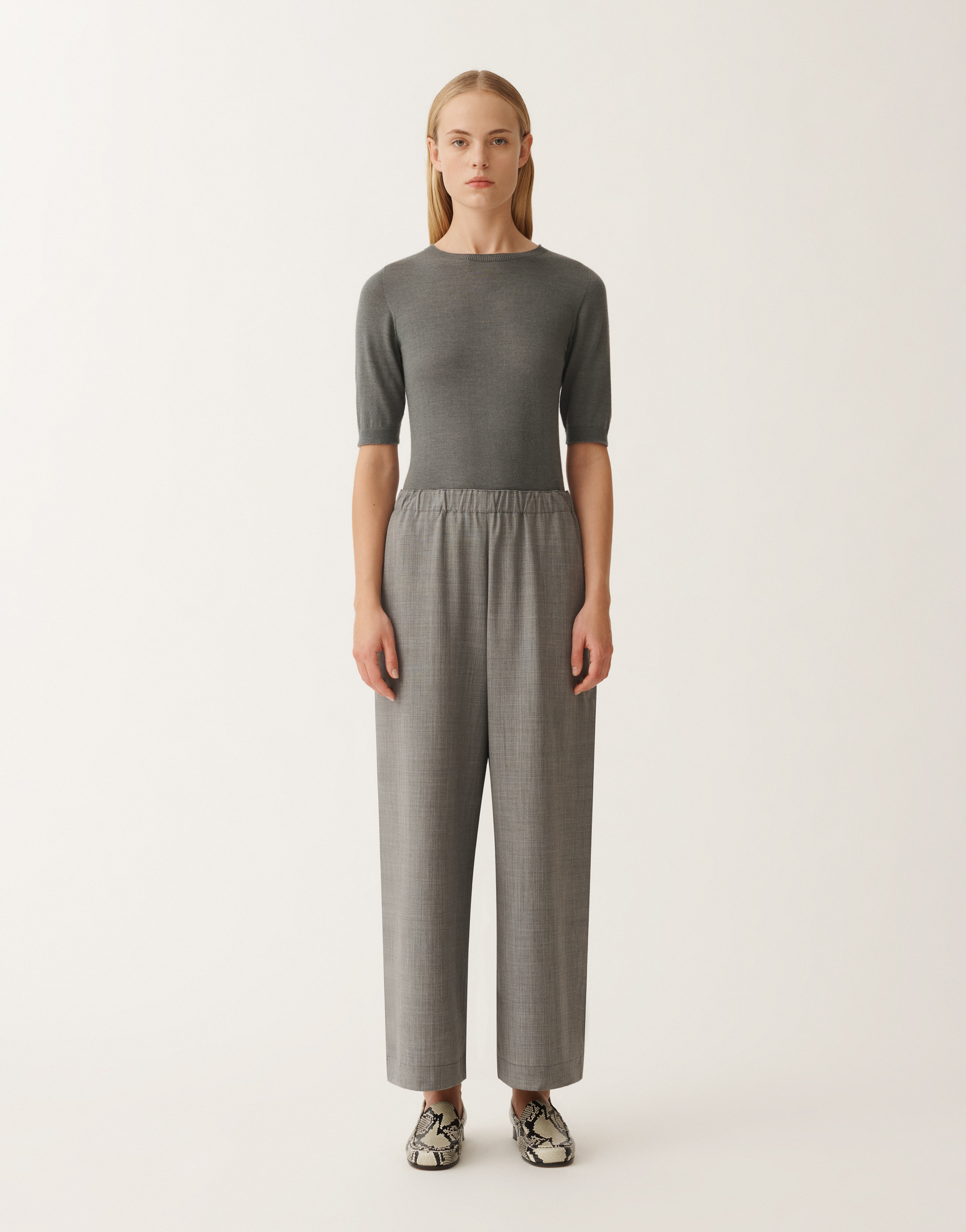 Shop Fabiana Filippi Trevi Cool Wool Trousers In Grey