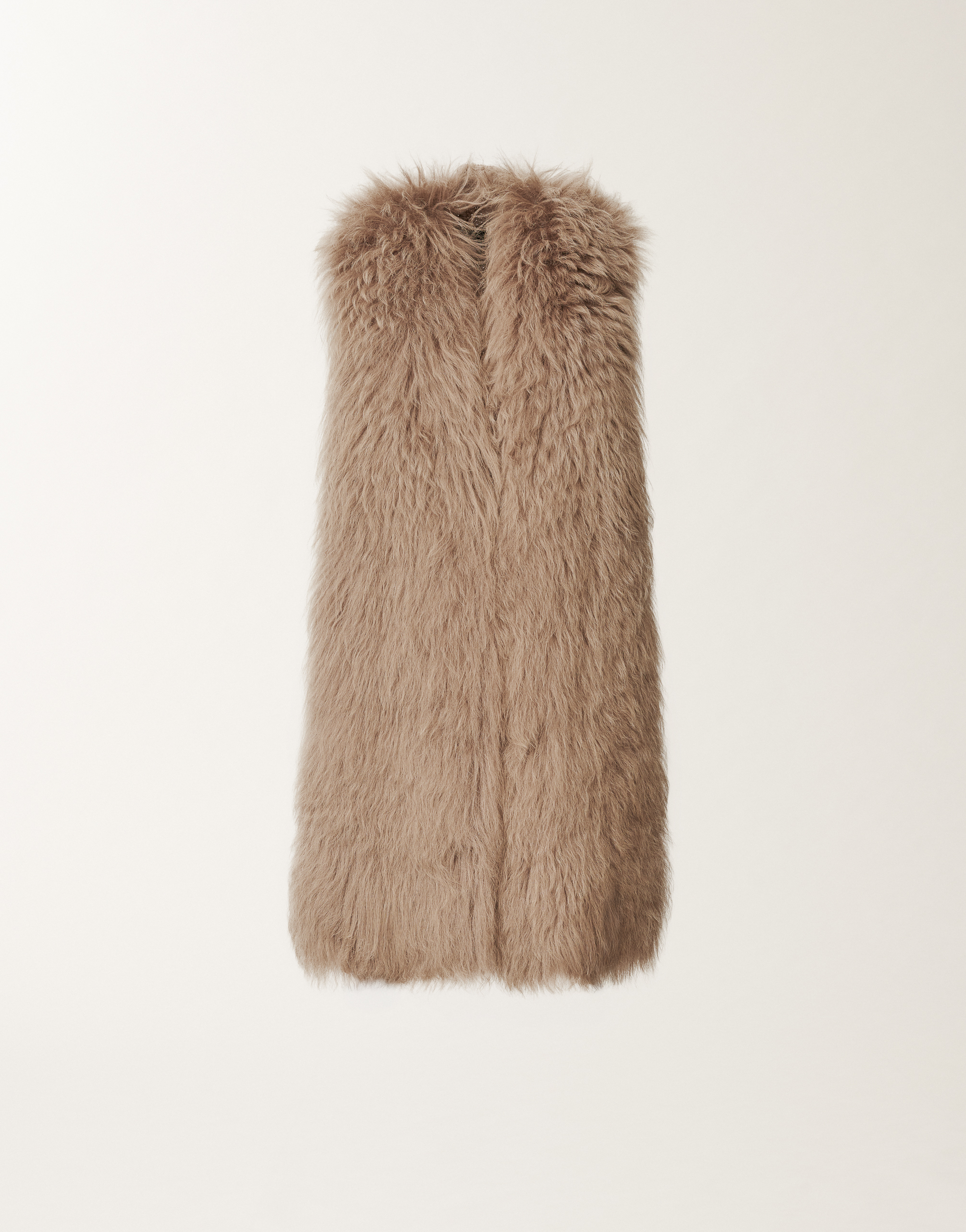 Shearling long hair vest, bark for Women | Fabiana Filippi®