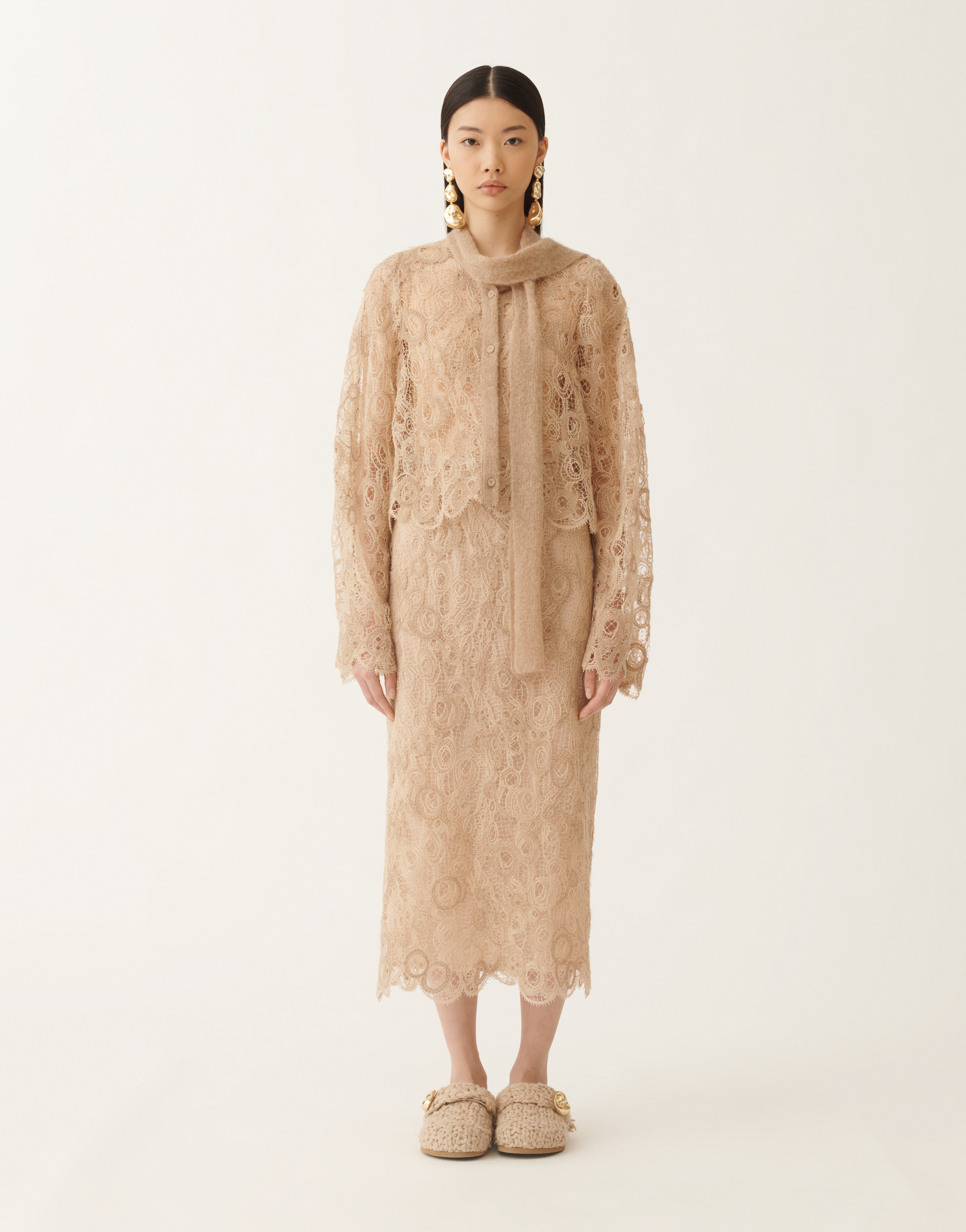 Fabiana Filippi Lace Cropped Shirt In Neutral